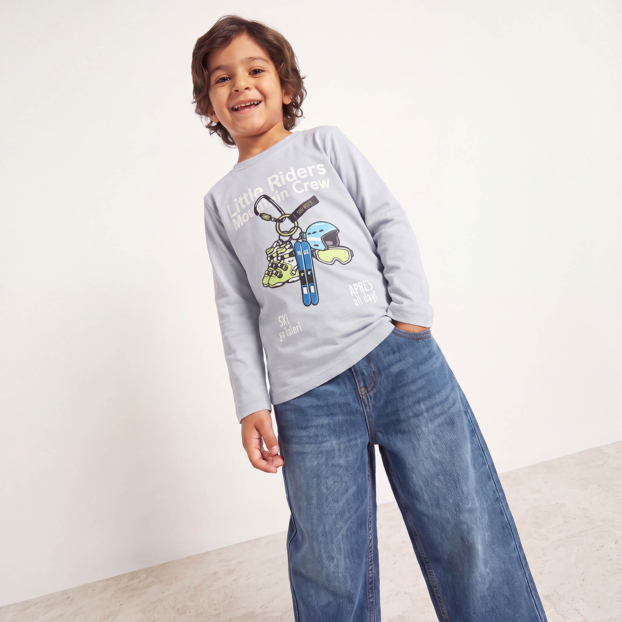 Juniors Crew Neck Long Sleeves T-shirt with Graphic Print-boys-clothing-tshirtsandpolos-image-5