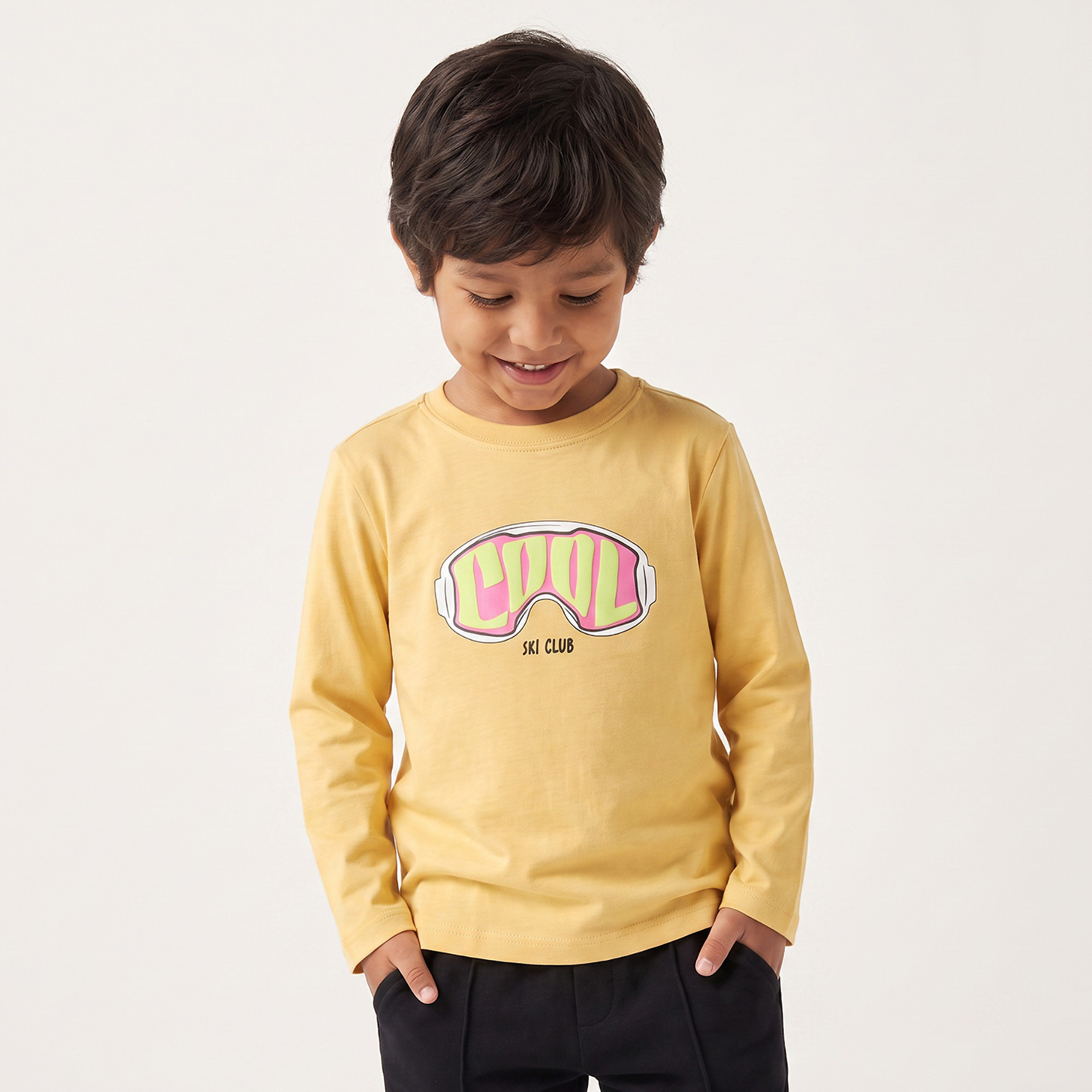 Juniors Crew Neck Long Sleeves T-shirt with Ski Print-boys-clothing-tshirtsandpolos-image-1