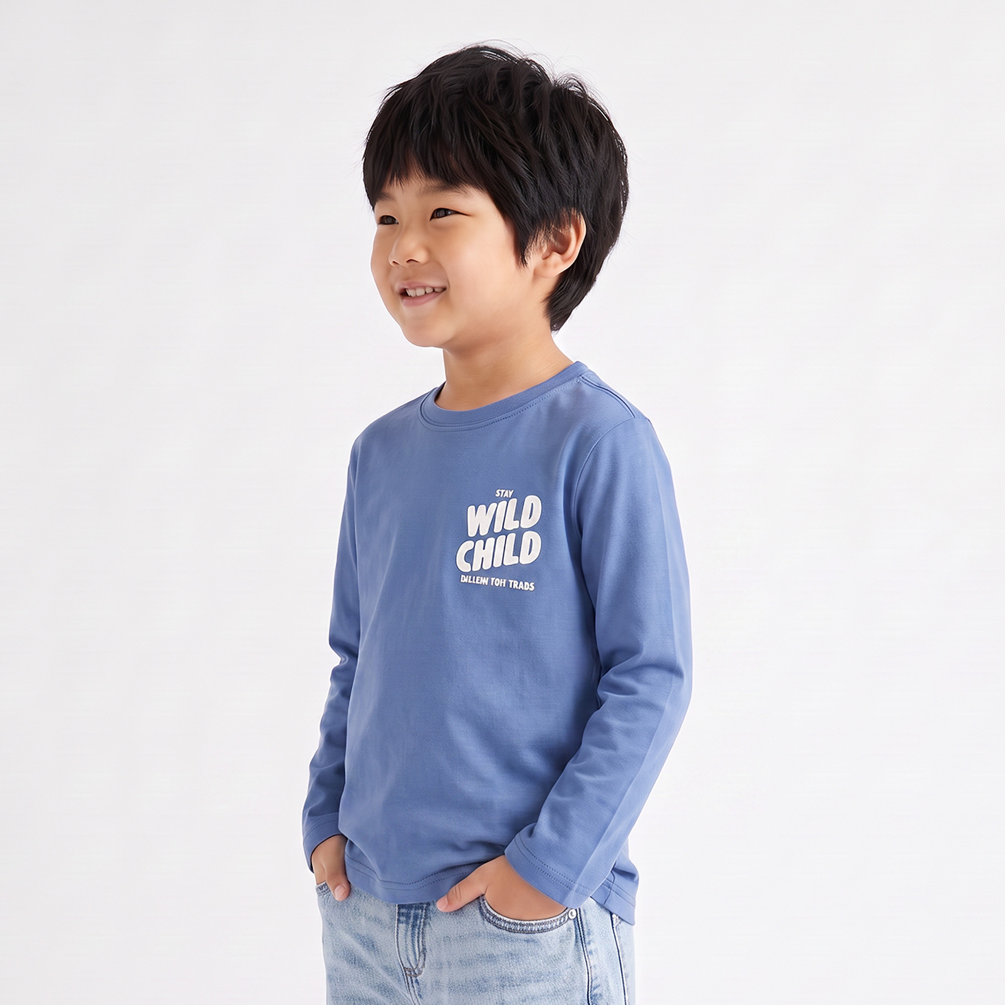 Juniors Crew Neck Long Sleeves T-shirt with Slogan Print-boys-clothing-tshirtsandpolos-image-1