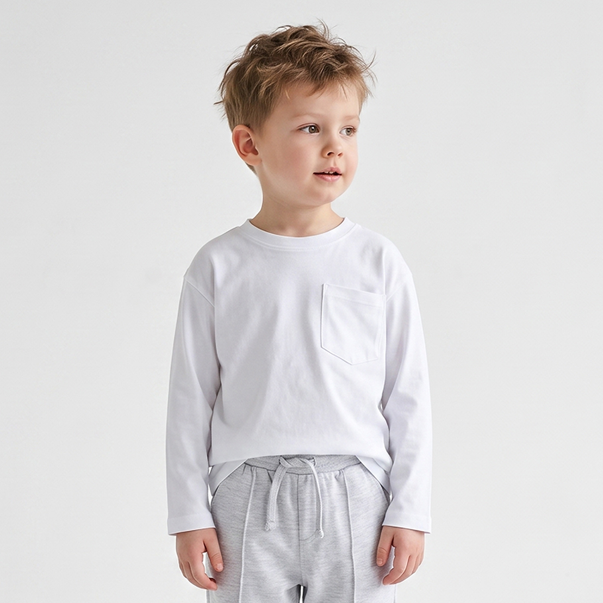 تيشيرت بياقة مستديرة وأكمام طويلة مع جيب من جونيورز - طقم من قطعتين-boys-clothing-tshirtsandpolos-image-3