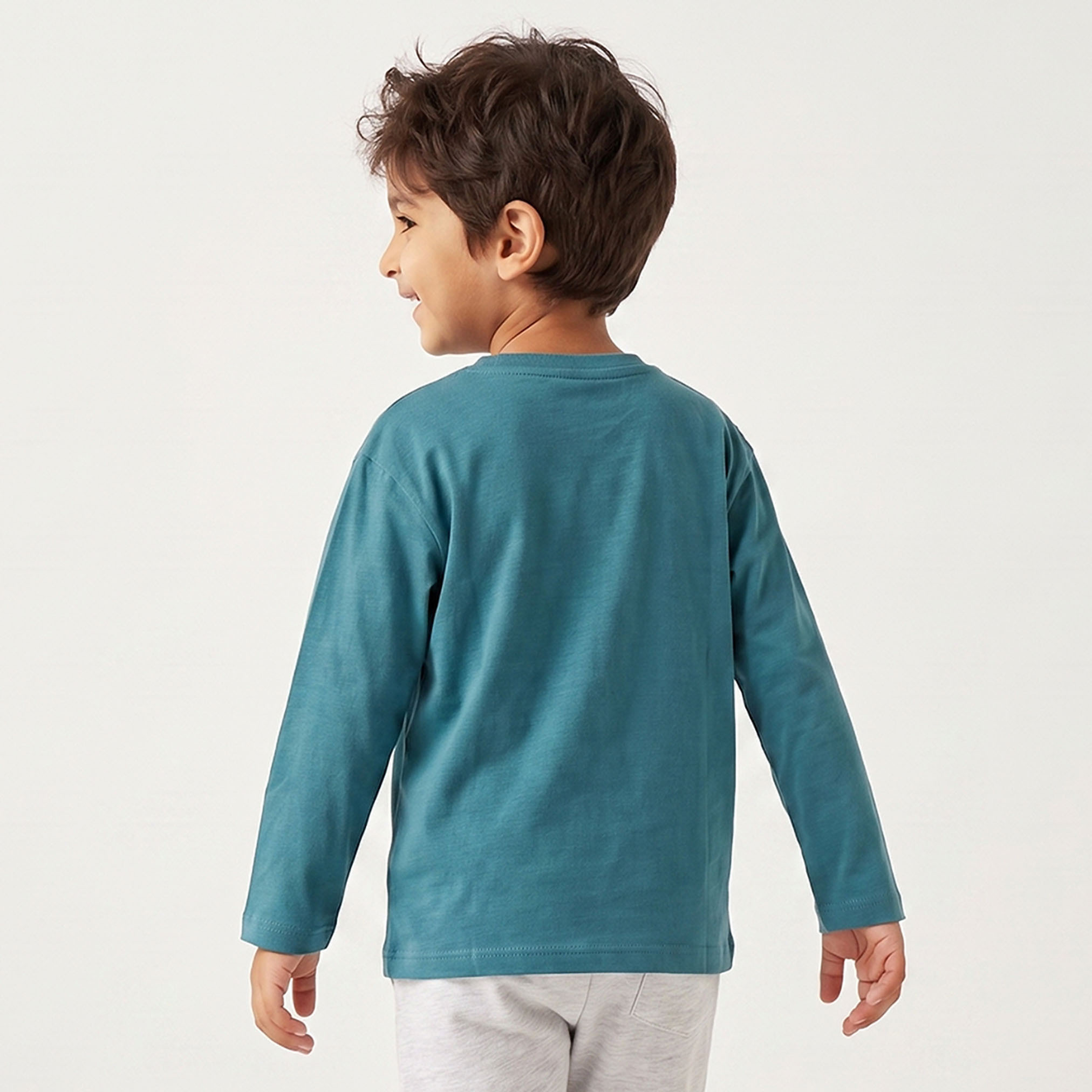 تيشيرت بياقة مستديرة وأكمام طويلة مع جيب من جونيورز - طقم من قطعتين-boys-clothing-tshirtsandpolos-image-4