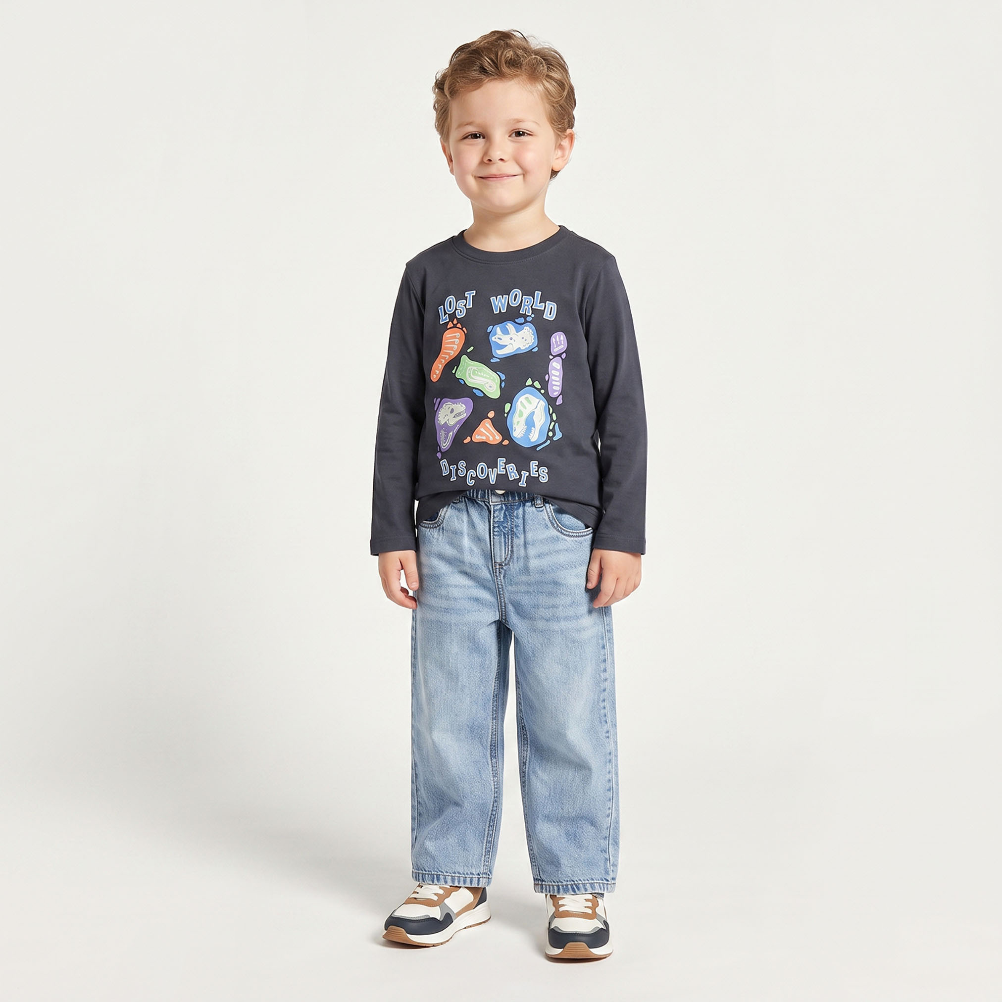 Pack of 2 Juniors Crew Neck Long Sleeves T-shirt with Dinosaur Print-boys-clothing-tshirtsandpolos-image-6
