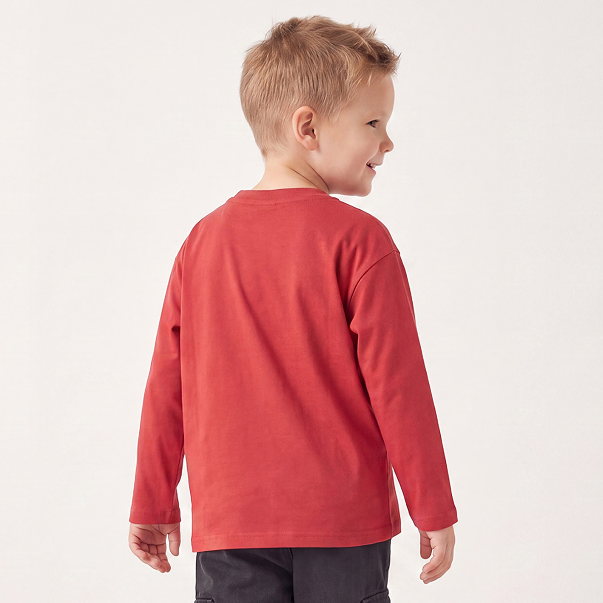 Juniors Crew Neck Long Sleeves T-shirt with Embossed Dinosaur-boys-clothing-tshirtsandpolos-image-3