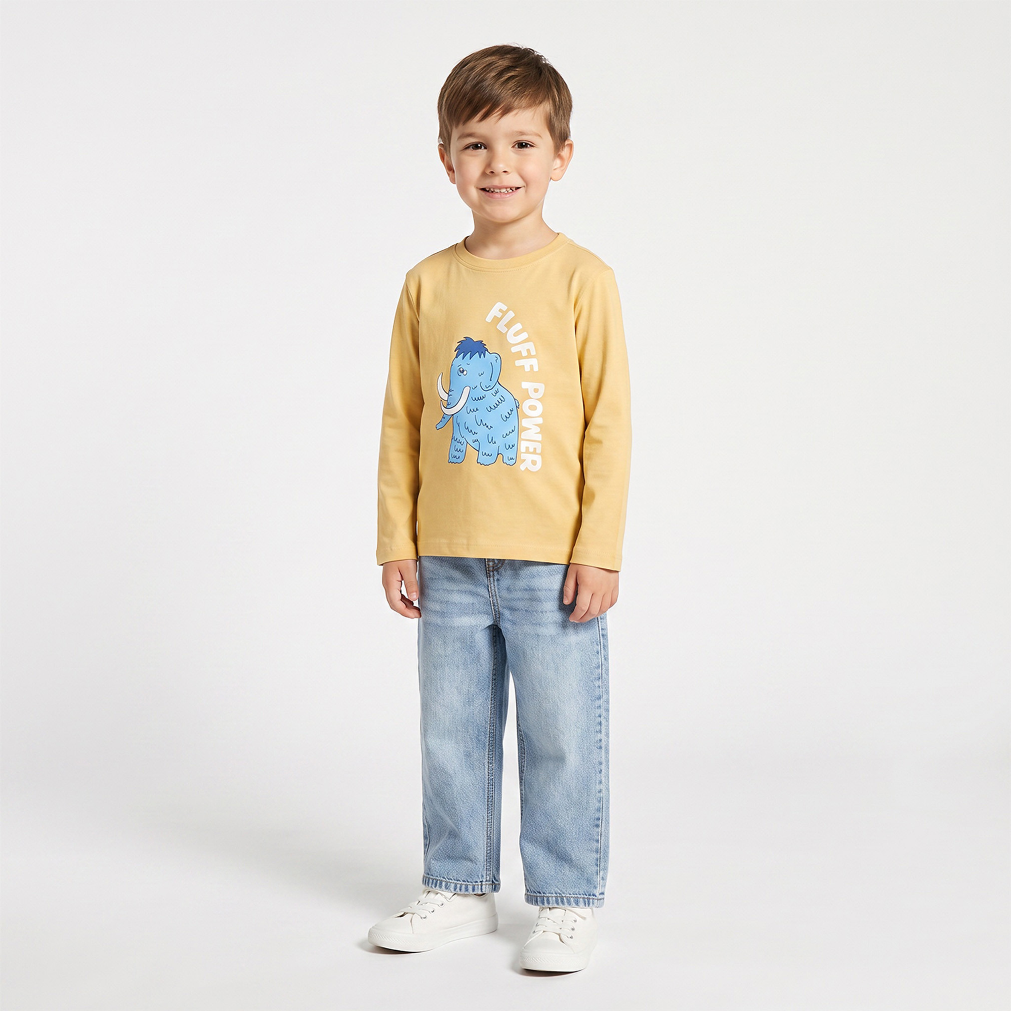 Juniors Crew Neck Long Sleeves T-shirt with Mammoth Print-boys-clothing-tshirtsandpolos-image-2