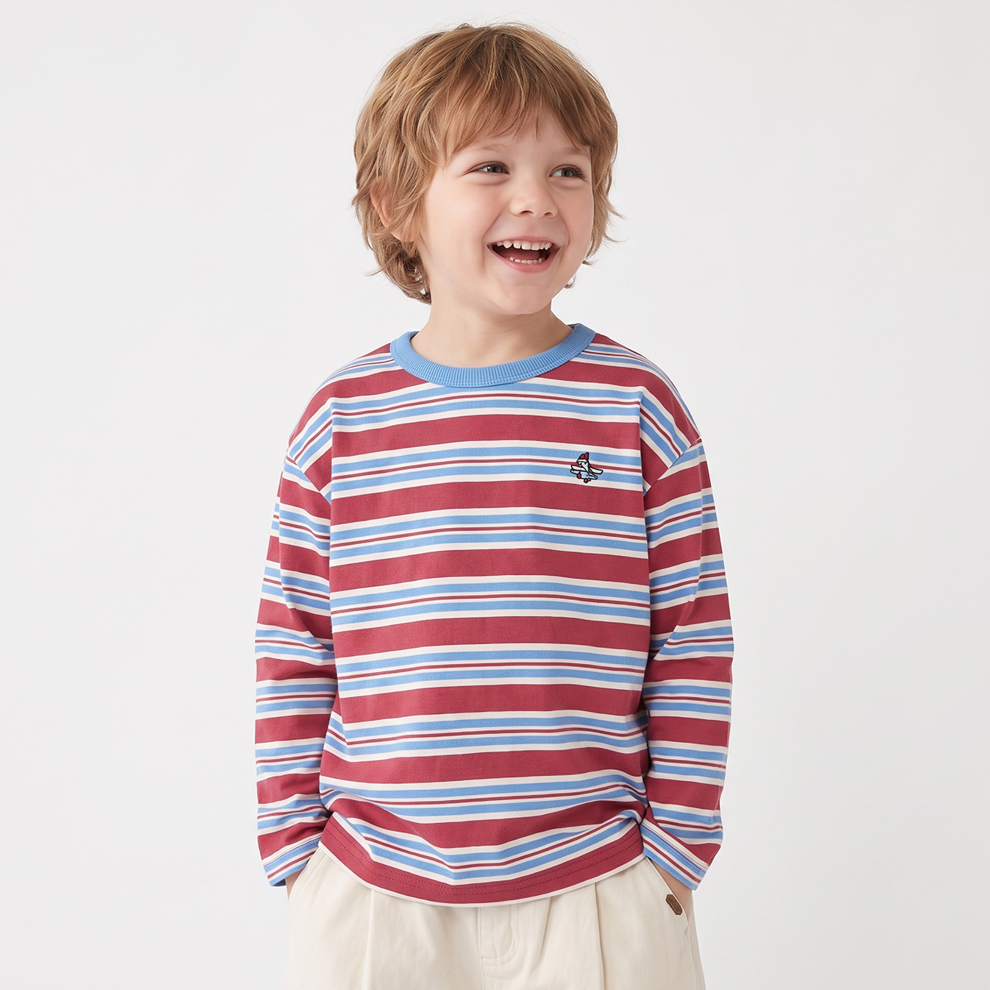 Juniors Crew Neck Long Sleeves T-shirt with Stripes-boys-clothing-tshirtsandpolos-image-1
