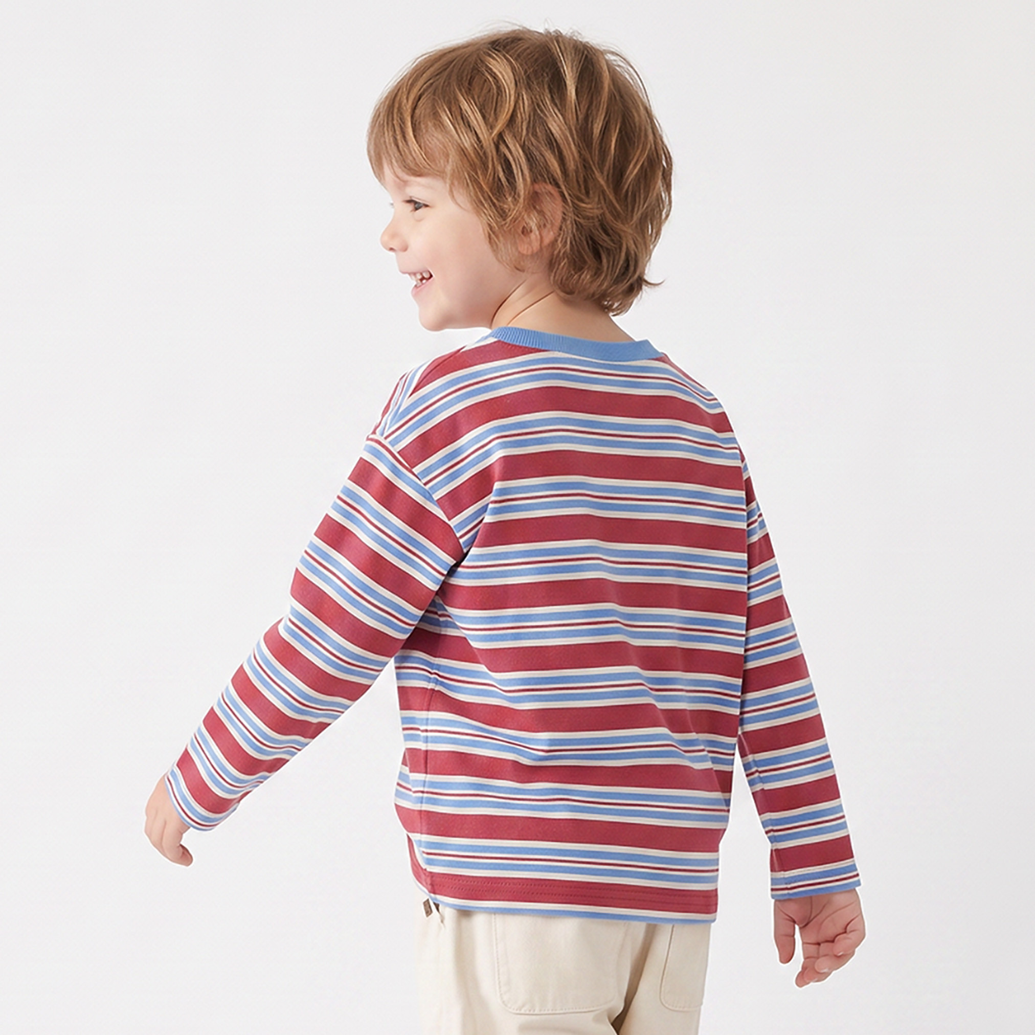 Juniors Crew Neck Long Sleeves T-shirt with Stripes-boys-clothing-tshirtsandpolos-image-2