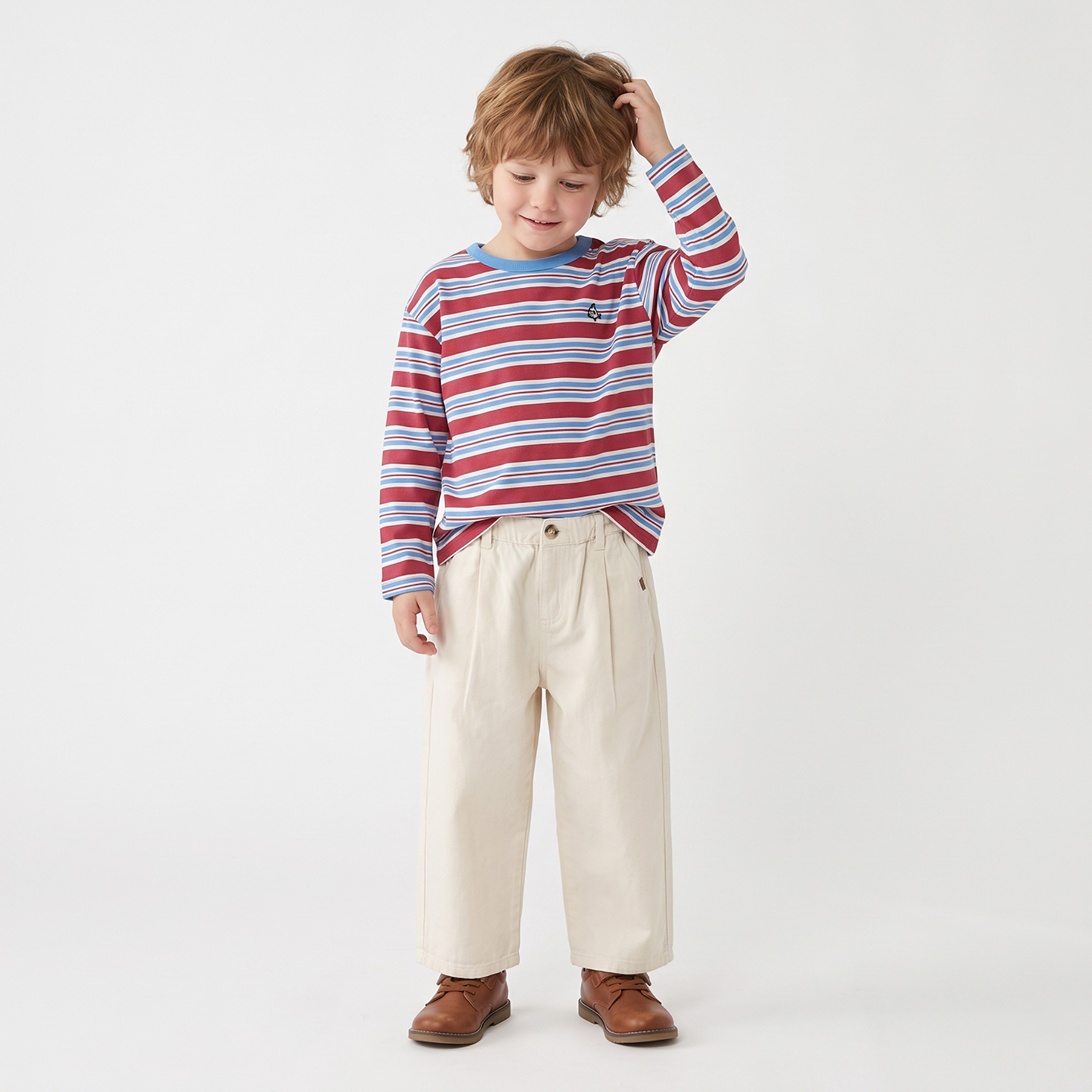 Juniors Crew Neck Long Sleeves T-shirt with Stripes-boys-clothing-tshirtsandpolos-image-3