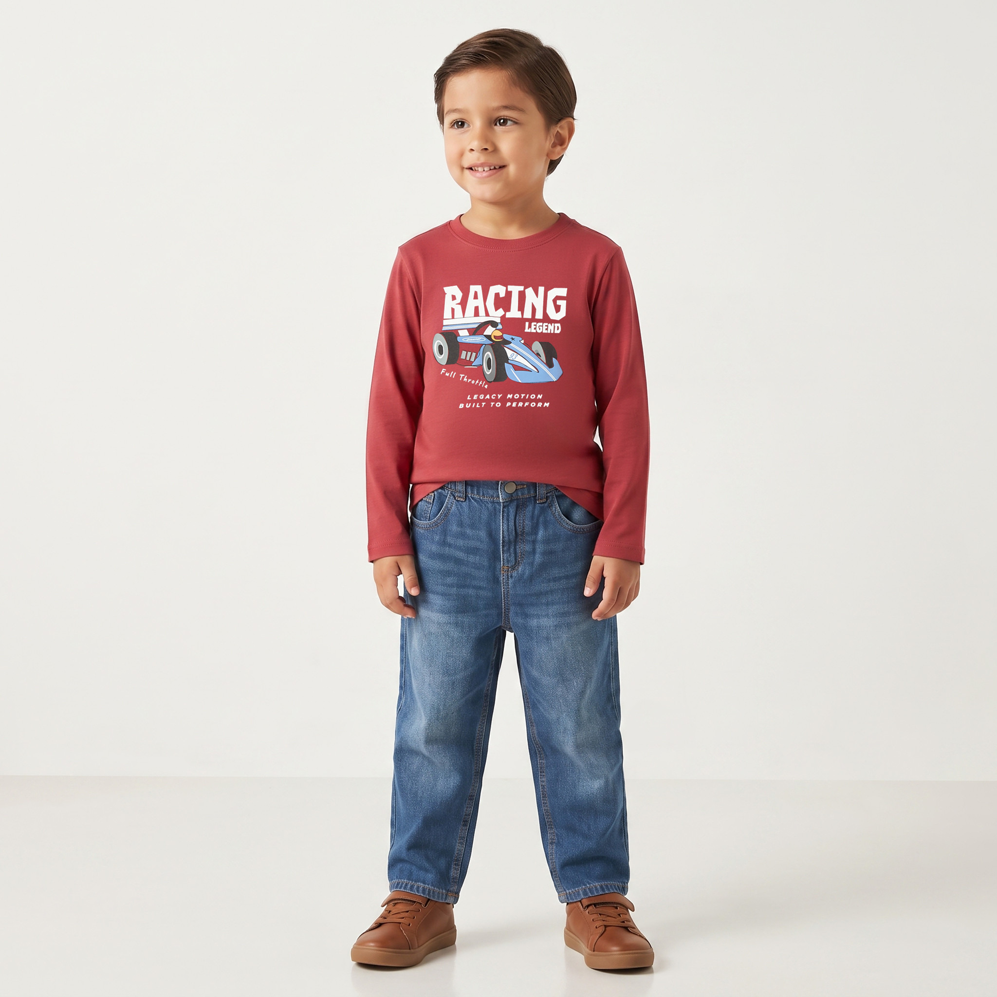 Juniors Crew Neck Long Sleeves T-shirt with Racing Car Print-boys-clothing-tshirtsandpolos-image-3