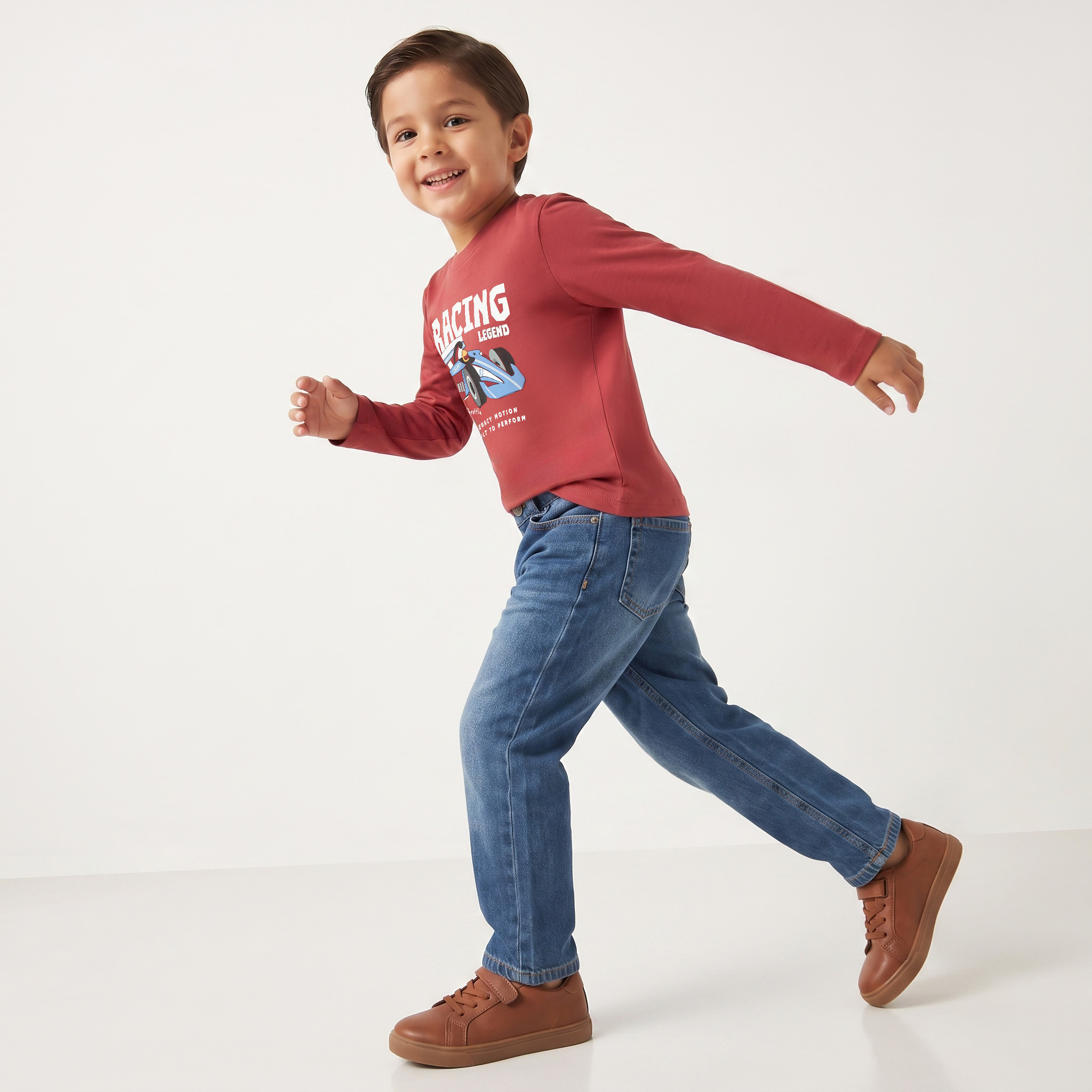 Juniors Crew Neck Long Sleeves T-shirt with Racing Car Print-boys-clothing-tshirtsandpolos-image-5