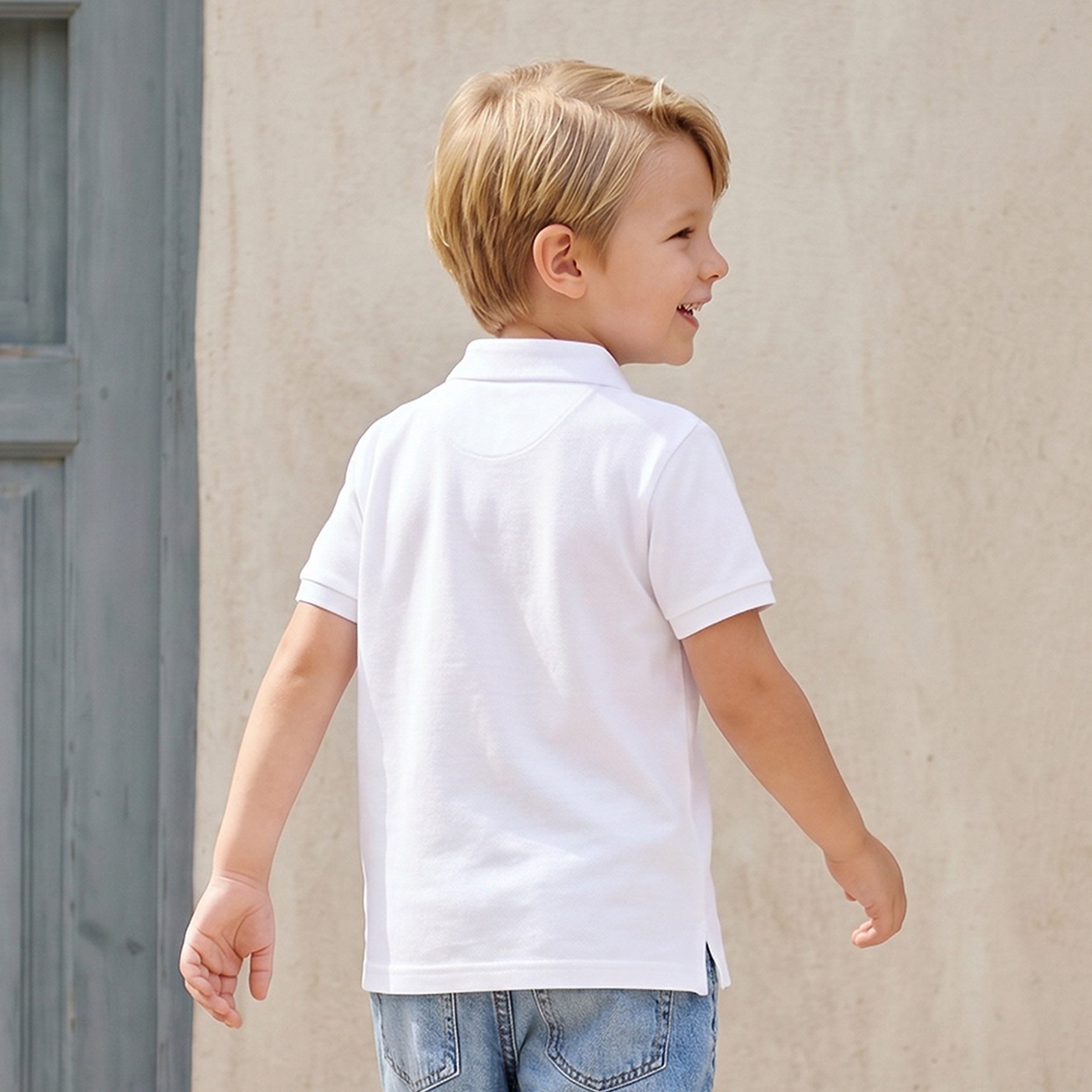 تيشيرت بياقة وأكمام قصيرة بتصميم بارز الملمس من جونيورز-boys-clothing-tshirtsandpolos-image-3
