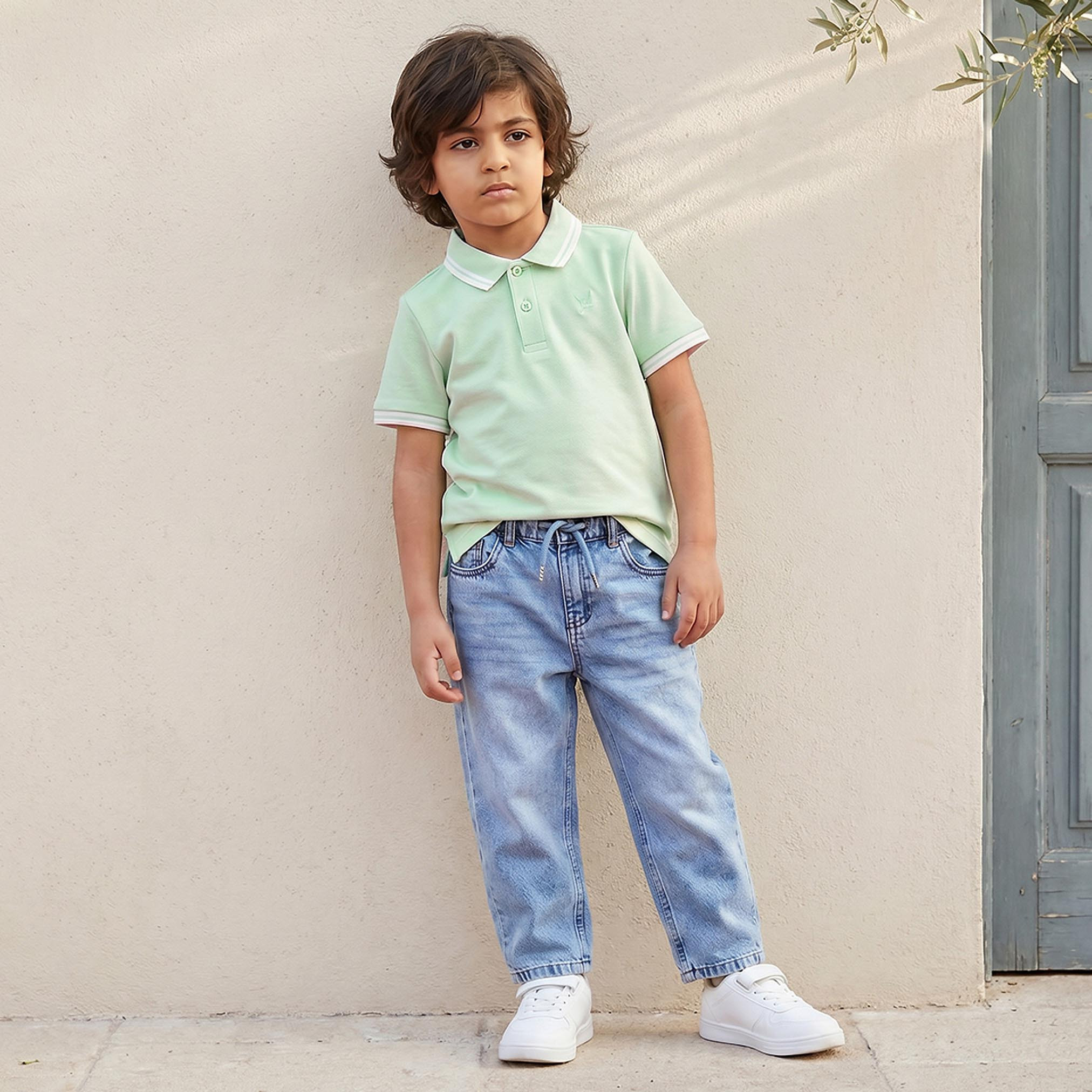 Juniors Collared Short Sleeves Polo T-shirt with Textured Design-boys-clothing-tshirtsandpolos-image-2