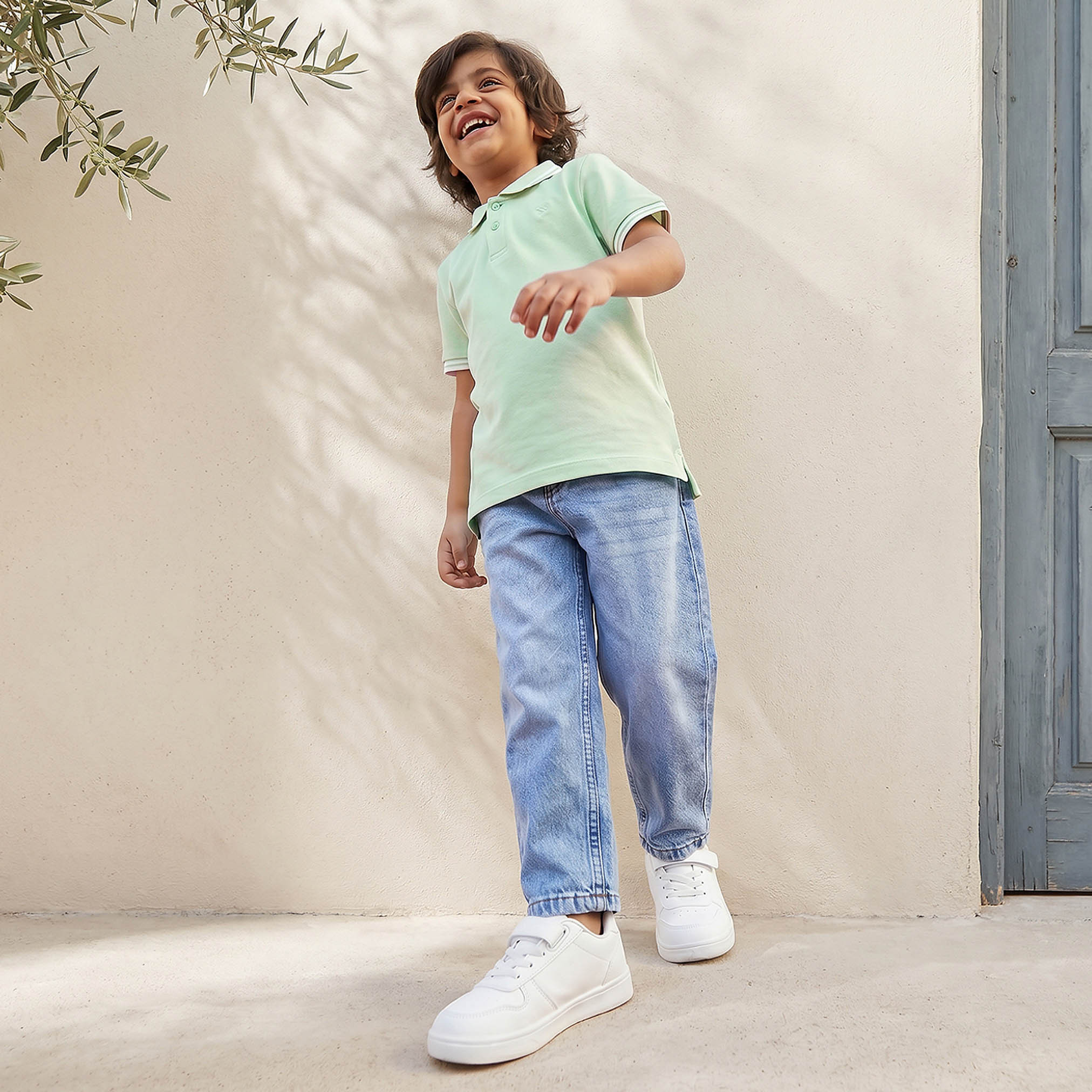 Juniors Collared Short Sleeves Polo T-shirt with Textured Design-boys-clothing-tshirtsandpolos-image-5