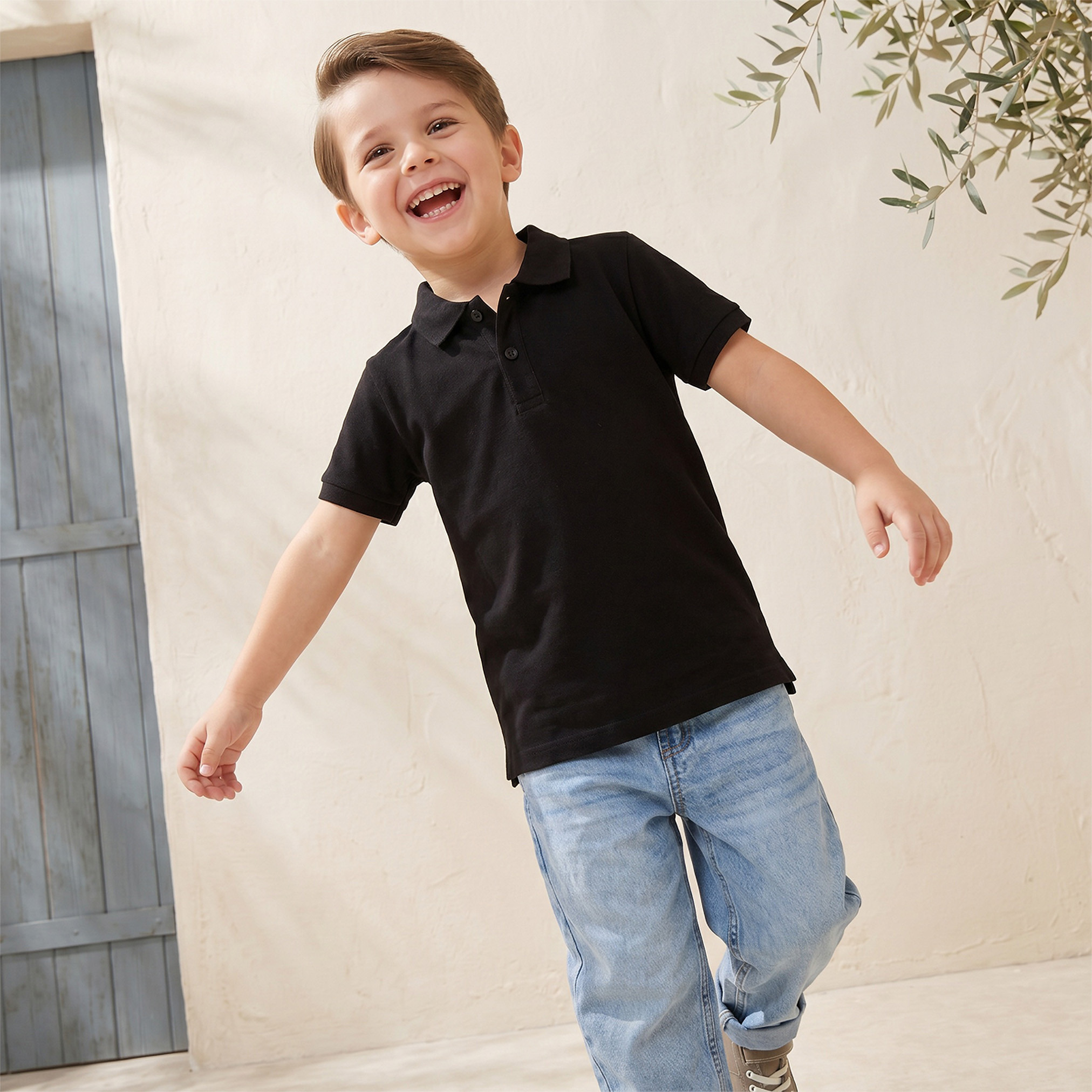 تيشيرت بارز الملمس بياقة عادية وأكمام قصيرة من جونيورز-boys-clothing-tshirtsandpolos-image-5