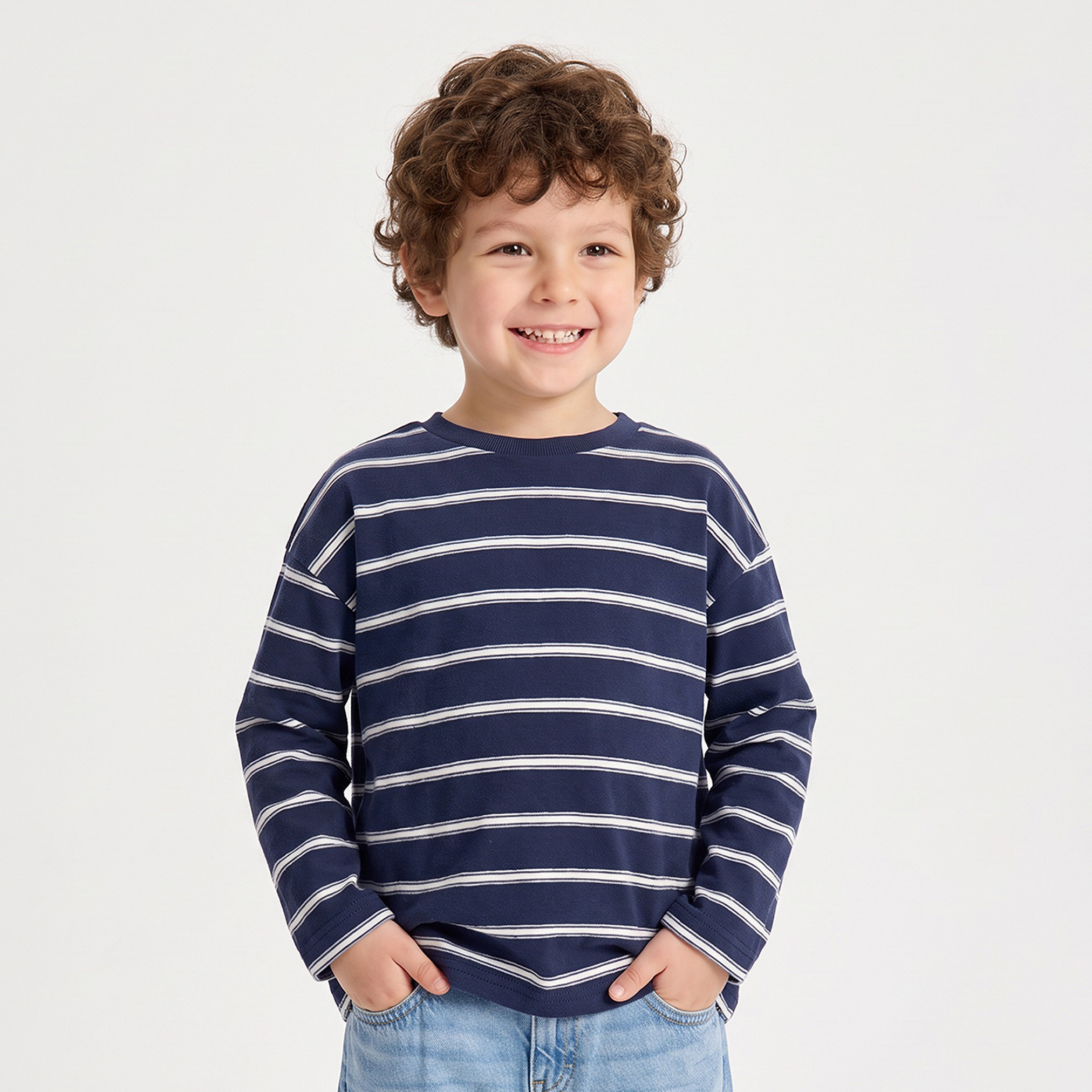 Pack of 2 Juniors Crew Neck Long Sleeves T-shirt with Stripes-boys-clothing-tshirtsandpolos-image-2
