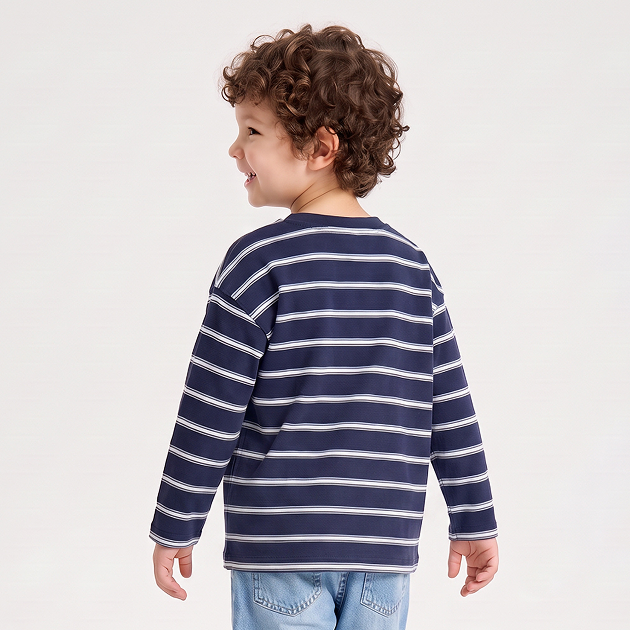 Pack of 2 Juniors Crew Neck Long Sleeves T-shirt with Stripes-boys-clothing-tshirtsandpolos-image-4