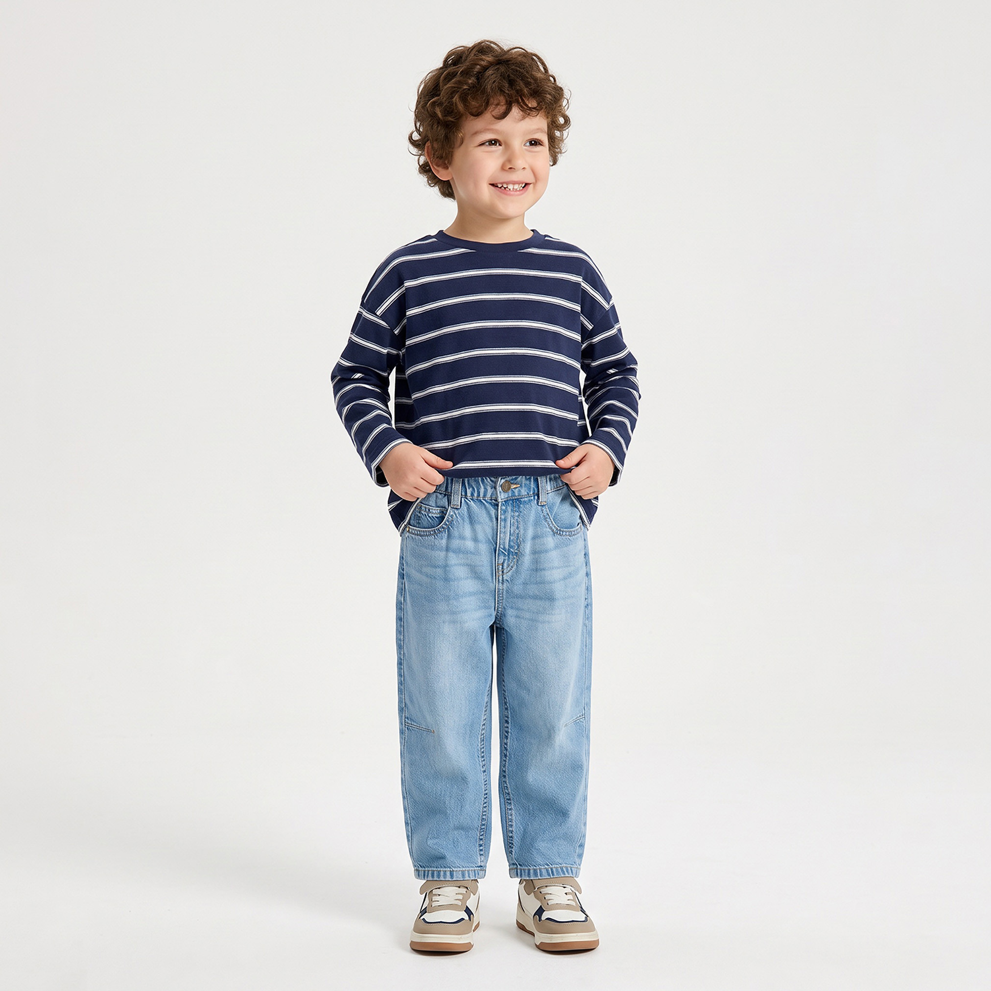 Pack of 2 Juniors Crew Neck Long Sleeves T-shirt with Stripes-boys-clothing-tshirtsandpolos-image-5