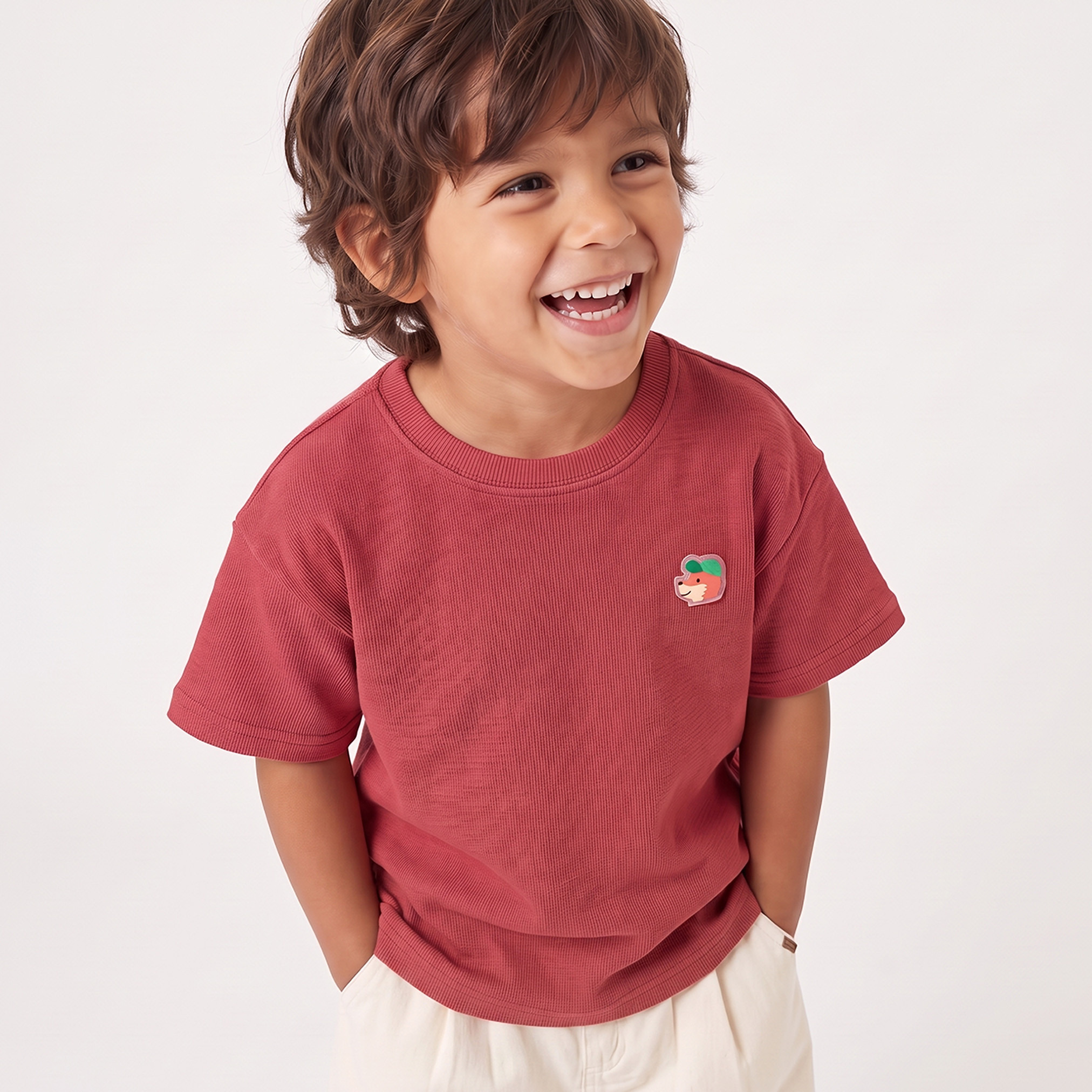 Juniors Crew Neck Short Sleeves T-shirt with Ribbed Design-boys-clothing-tshirtsandpolos-image-1