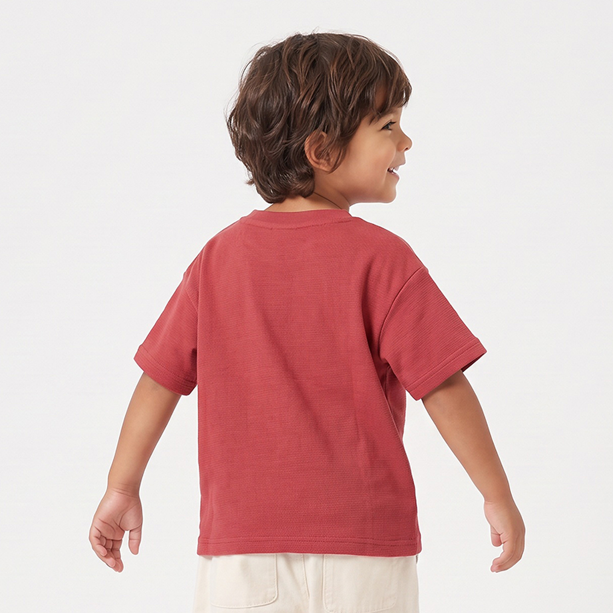 Juniors Crew Neck Short Sleeves T-shirt with Ribbed Design-boys-clothing-tshirtsandpolos-image-2