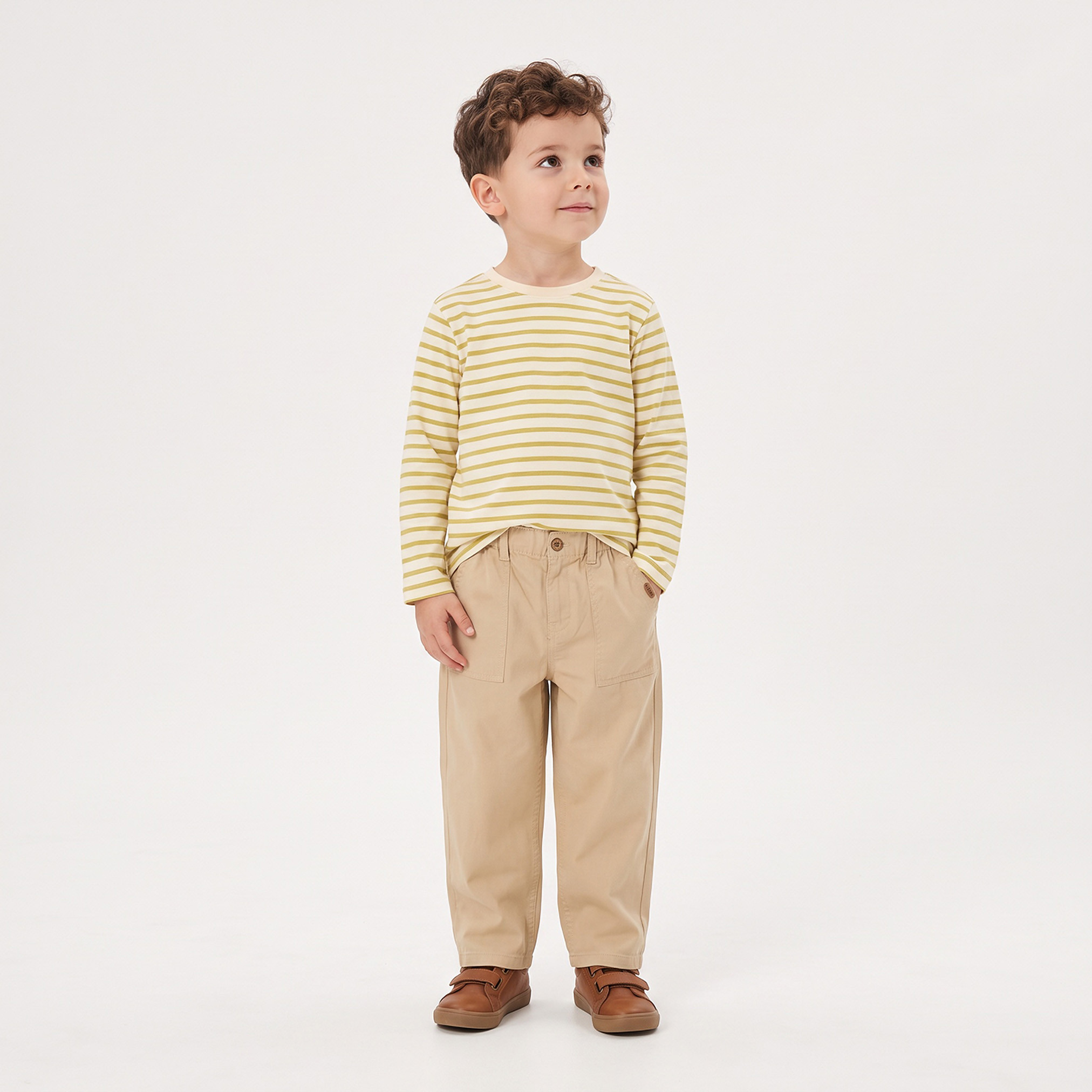 تيشيرت مخطط بياقة ضيقة وأكمام طويلة من جونيورز-boys-clothing-tshirtsandpolos-image-2