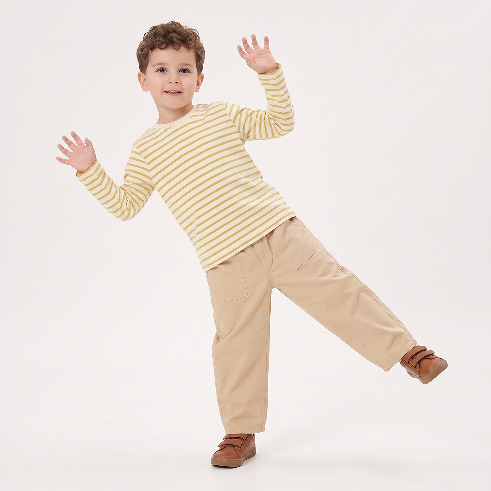 تيشيرت مخطط بياقة ضيقة وأكمام طويلة من جونيورز-boys-clothing-tshirtsandpolos-image-5