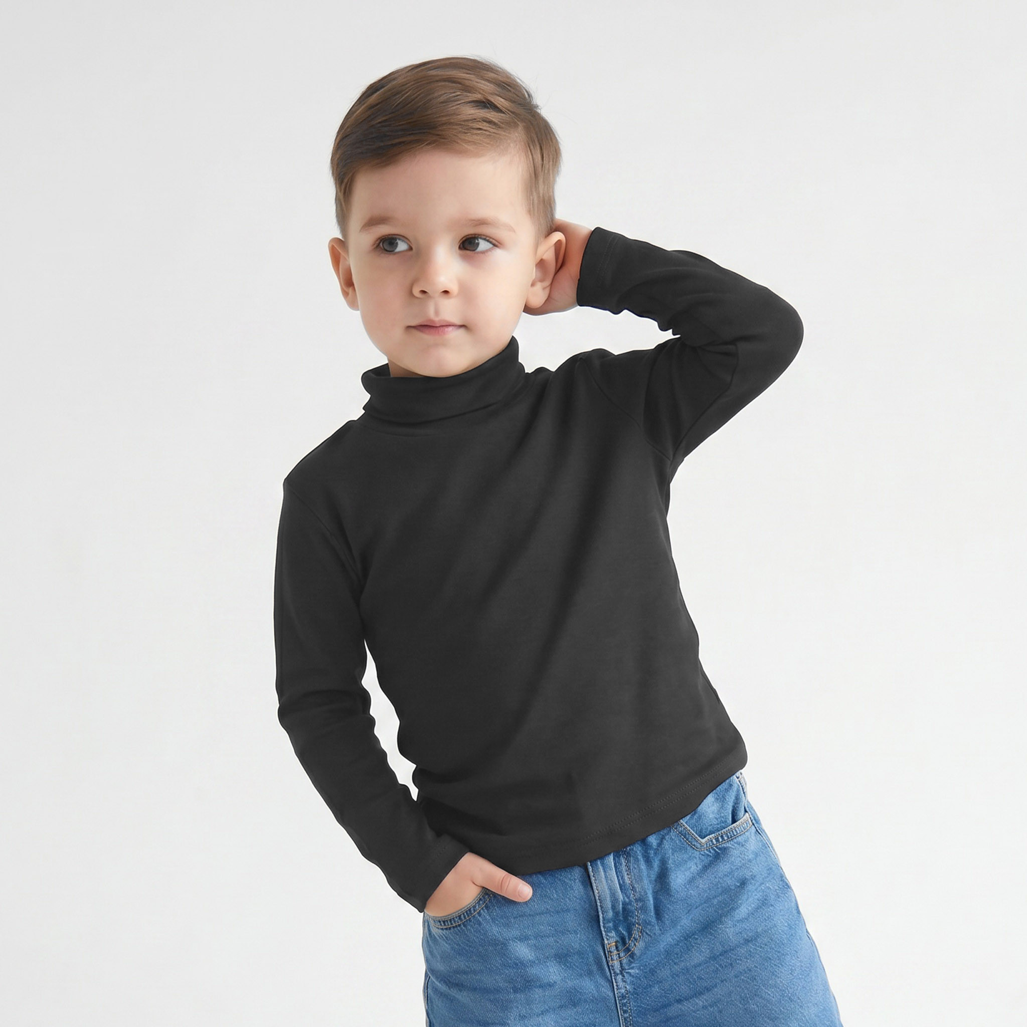 تيشيرت بياقة عالية وأكمام طويلة من جونيورز-boys-clothing-tshirtsandpolos-image-1