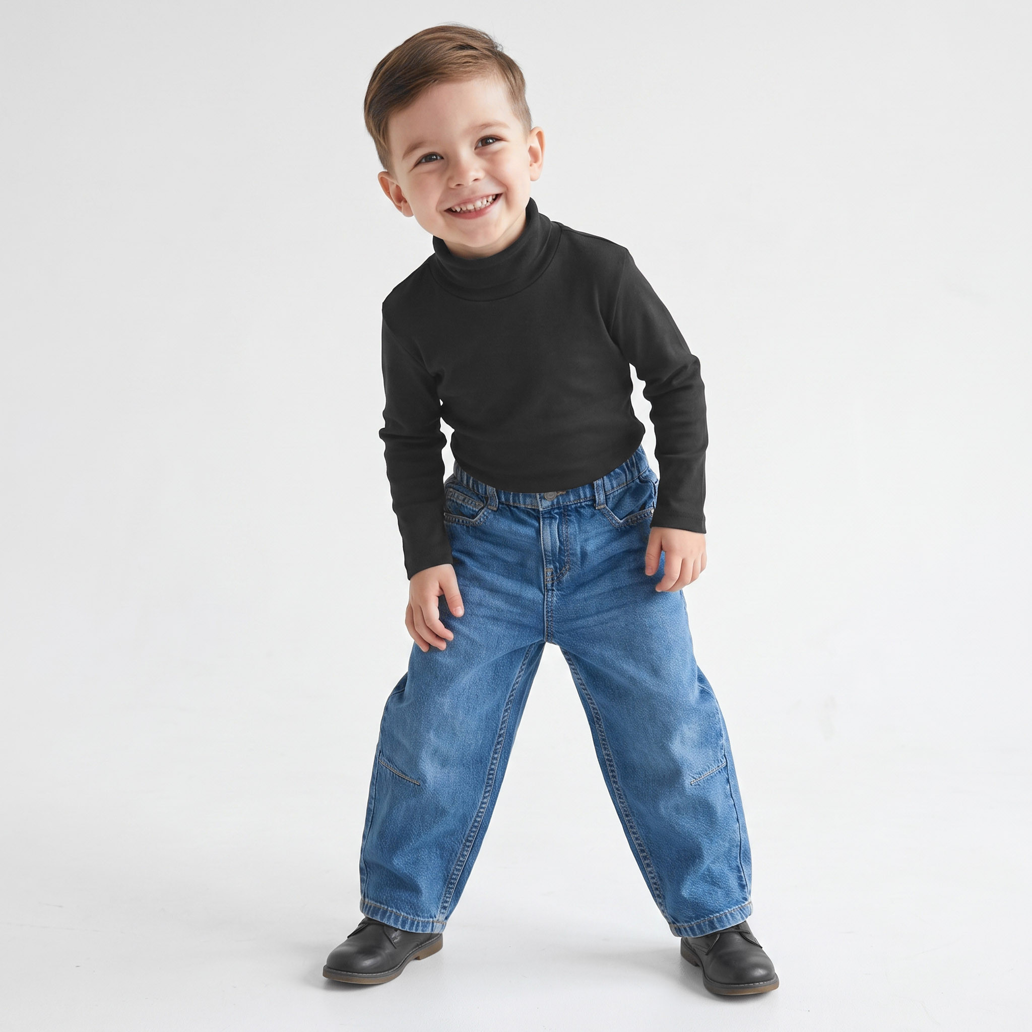 تيشيرت بياقة عالية وأكمام طويلة من جونيورز-boys-clothing-tshirtsandpolos-image-5
