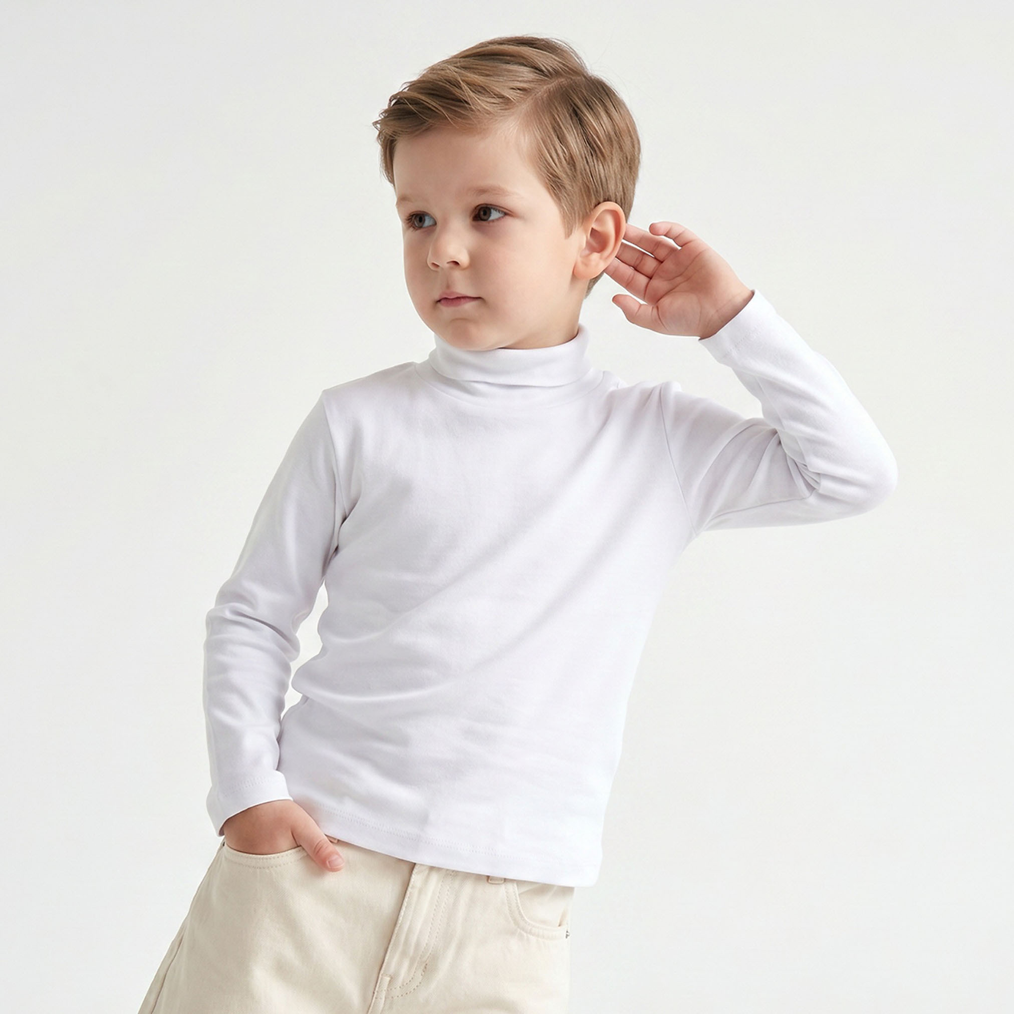 تيشيرت بياقة عالية وأكمام طويلة من جونيورز-boys-clothing-tshirtsandpolos-image-1