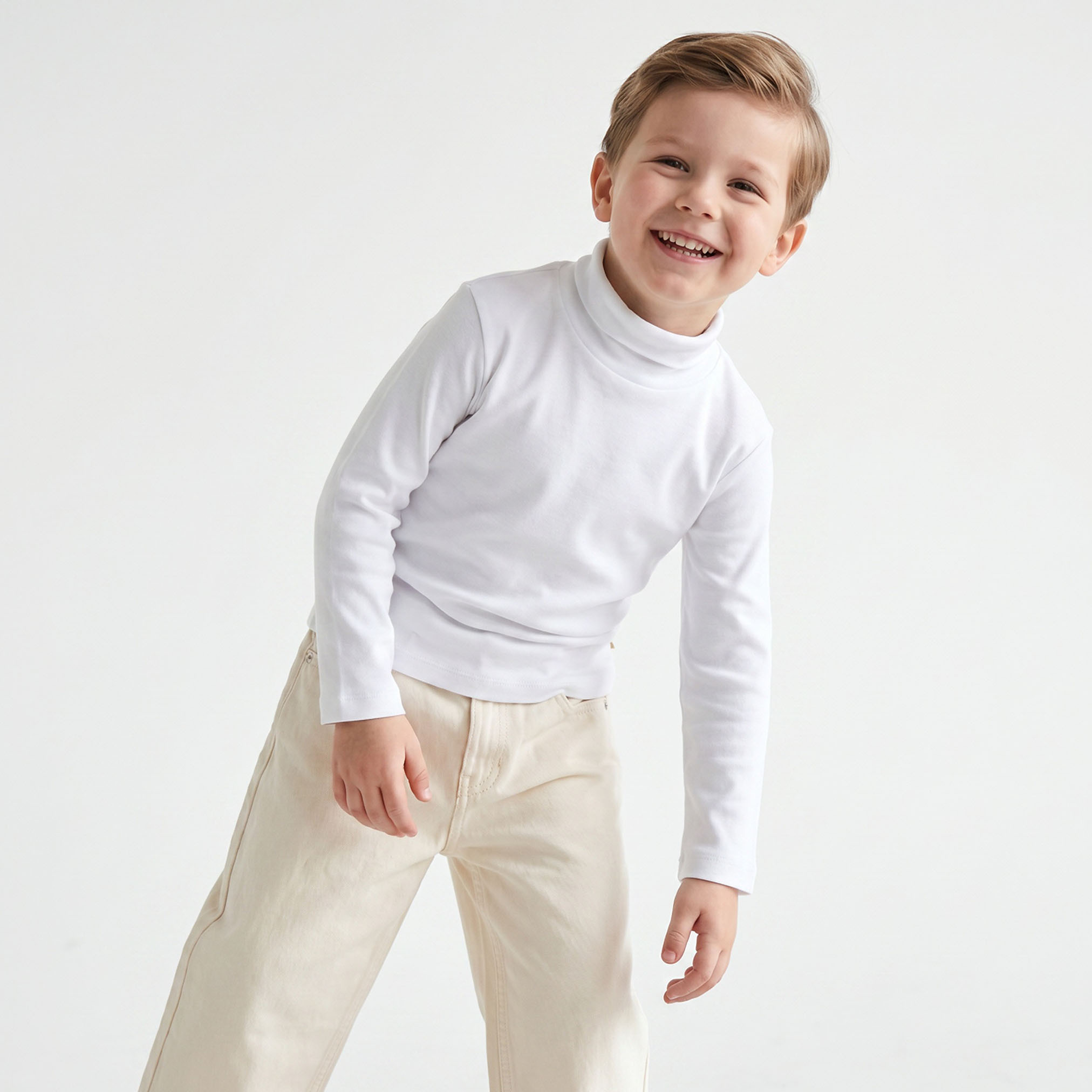 تيشيرت بياقة عالية وأكمام طويلة من جونيورز-boys-clothing-tshirtsandpolos-image-2