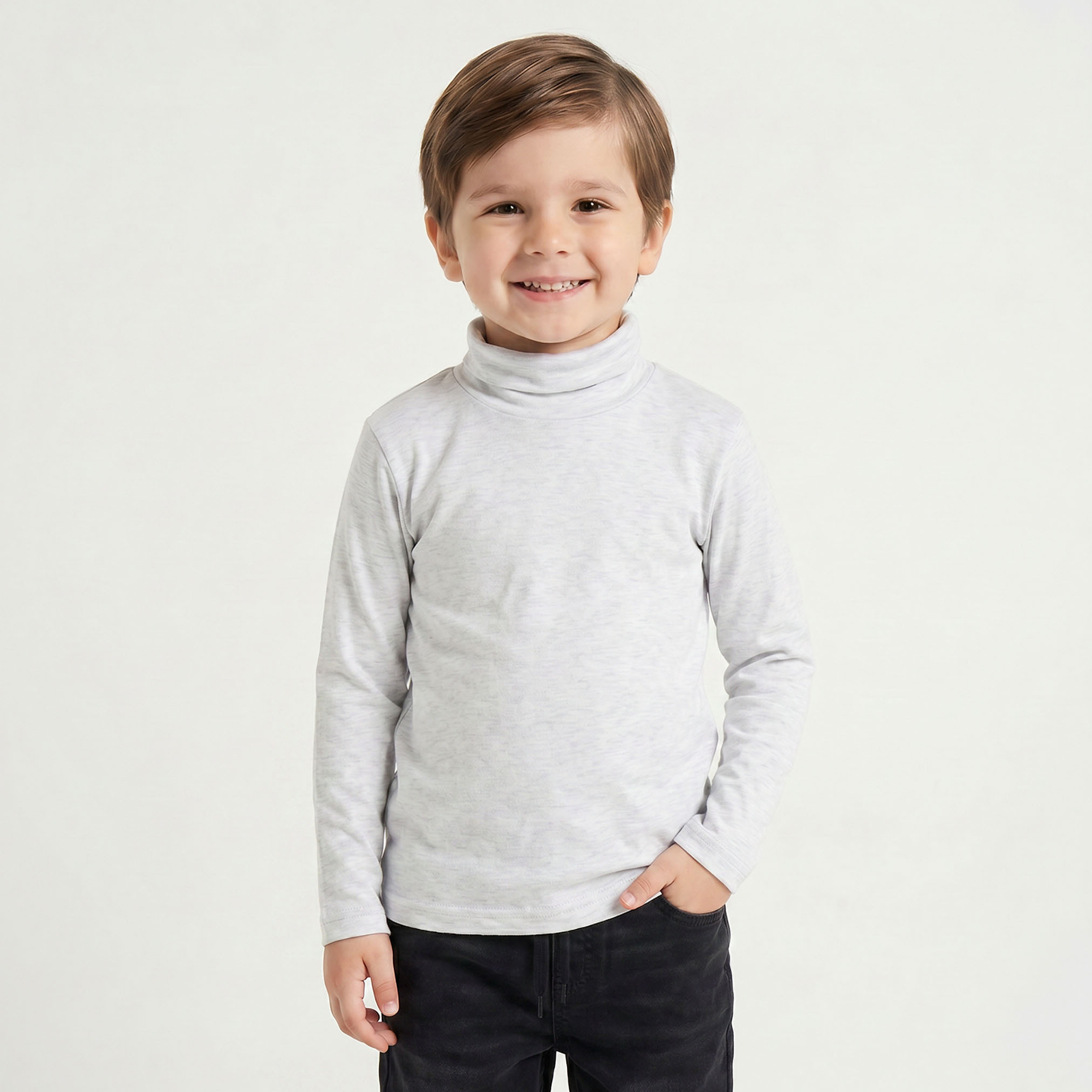 تيشيرت بياقة عالية وأكمام طويلة من جونيورز-boys-clothing-tshirtsandpolos-image-1