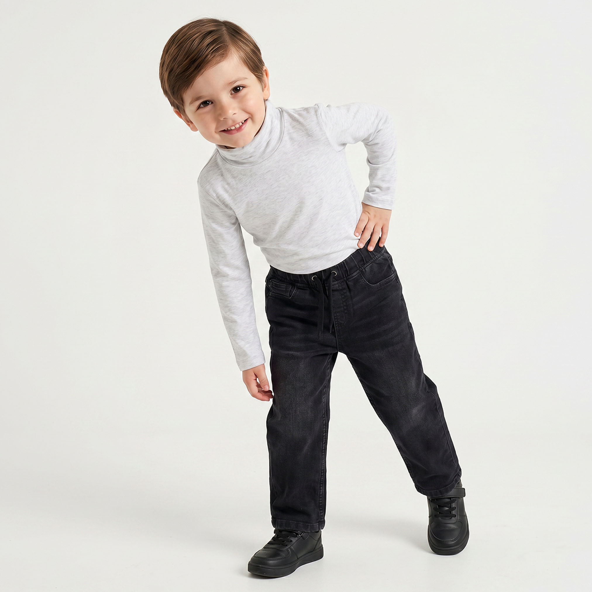 تيشيرت بياقة عالية وأكمام طويلة من جونيورز-boys-clothing-tshirtsandpolos-image-5