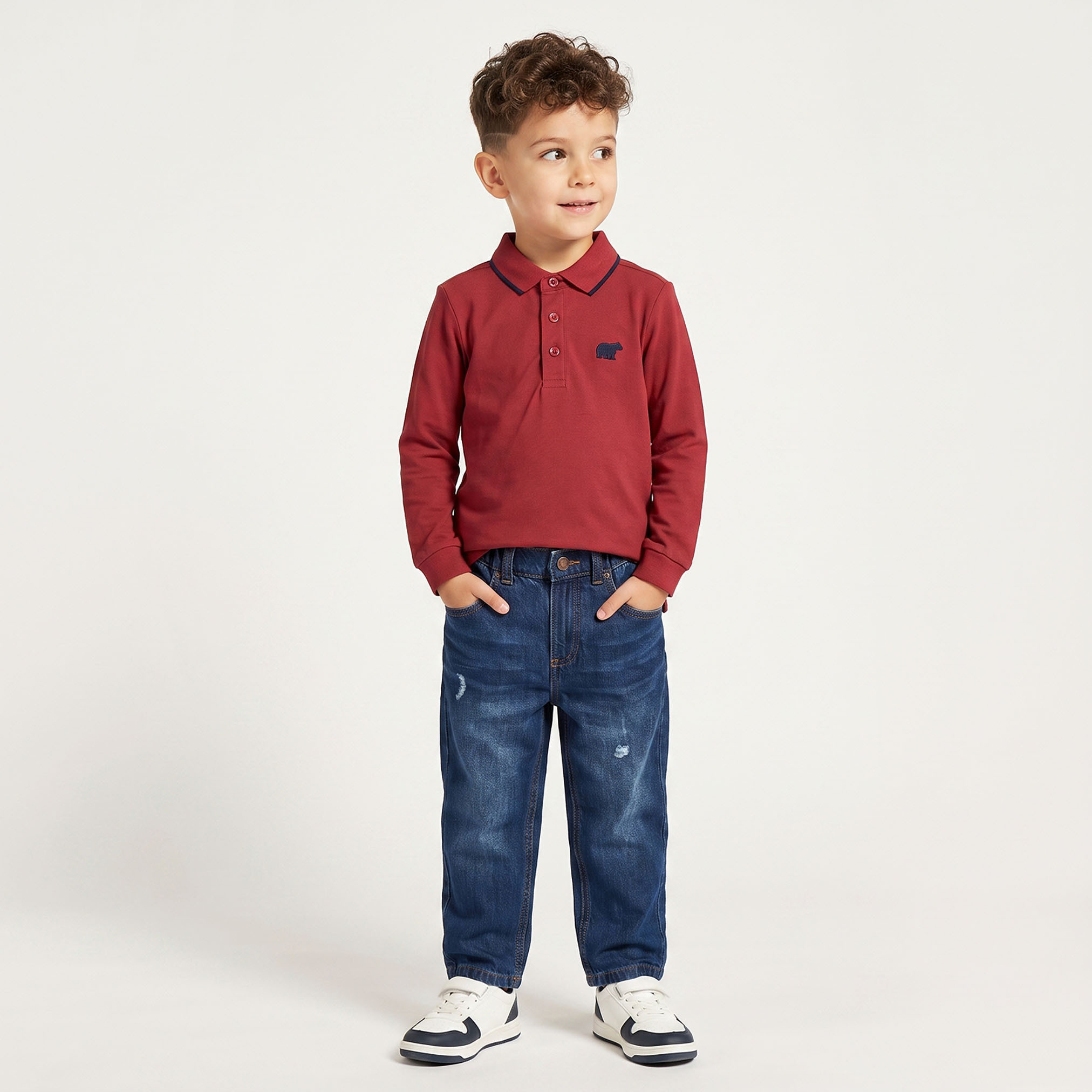 تيشيرت بولو سادة بأكمام طويلة من جونيورز-boys-clothing-tshirtsandpolos-image-5