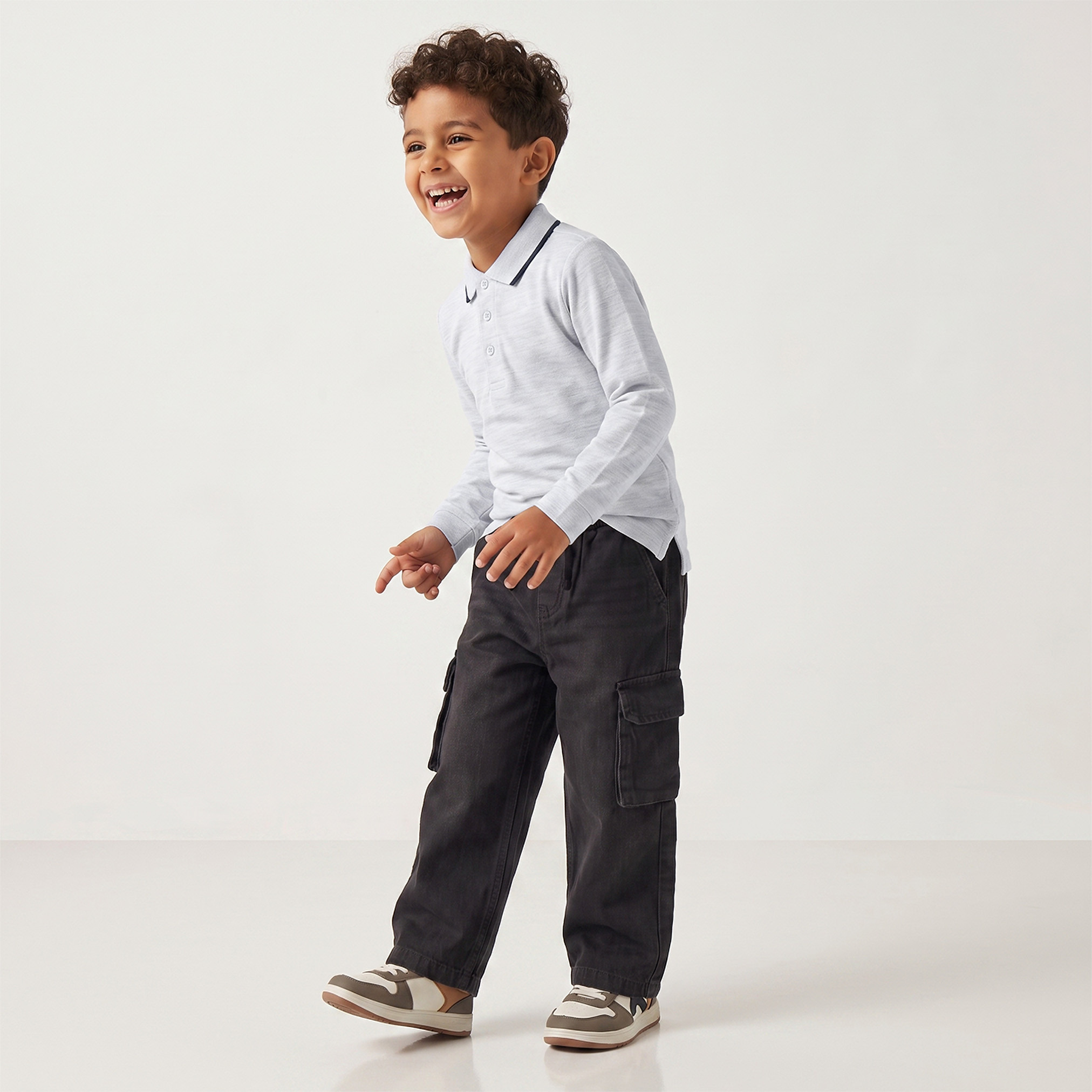 Juniors Collared Long Sleeves Polo T-shirt with Texture-boys-clothing-tshirtsandpolos-image-2