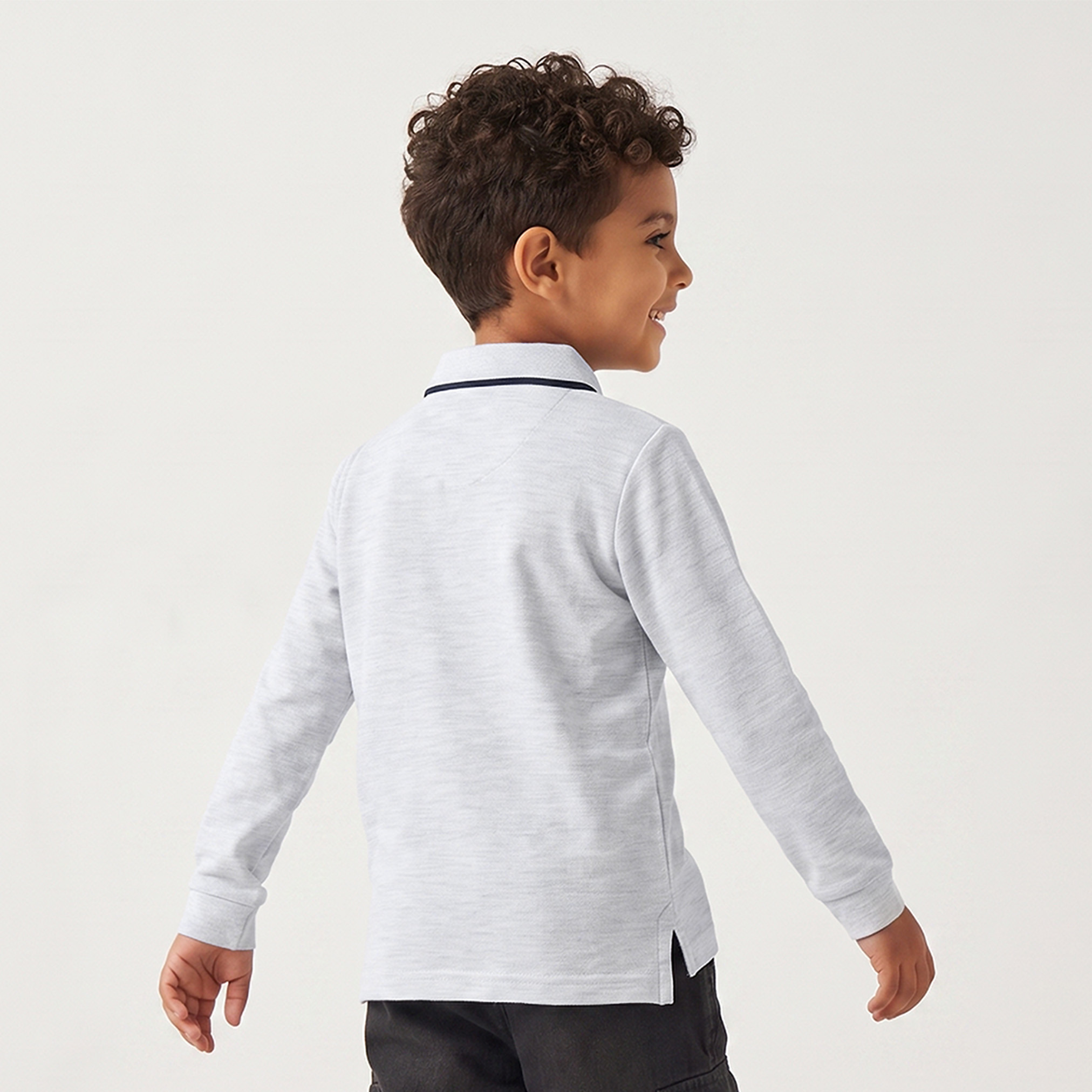 Juniors Collared Long Sleeves Polo T-shirt with Texture-boys-clothing-tshirtsandpolos-image-3