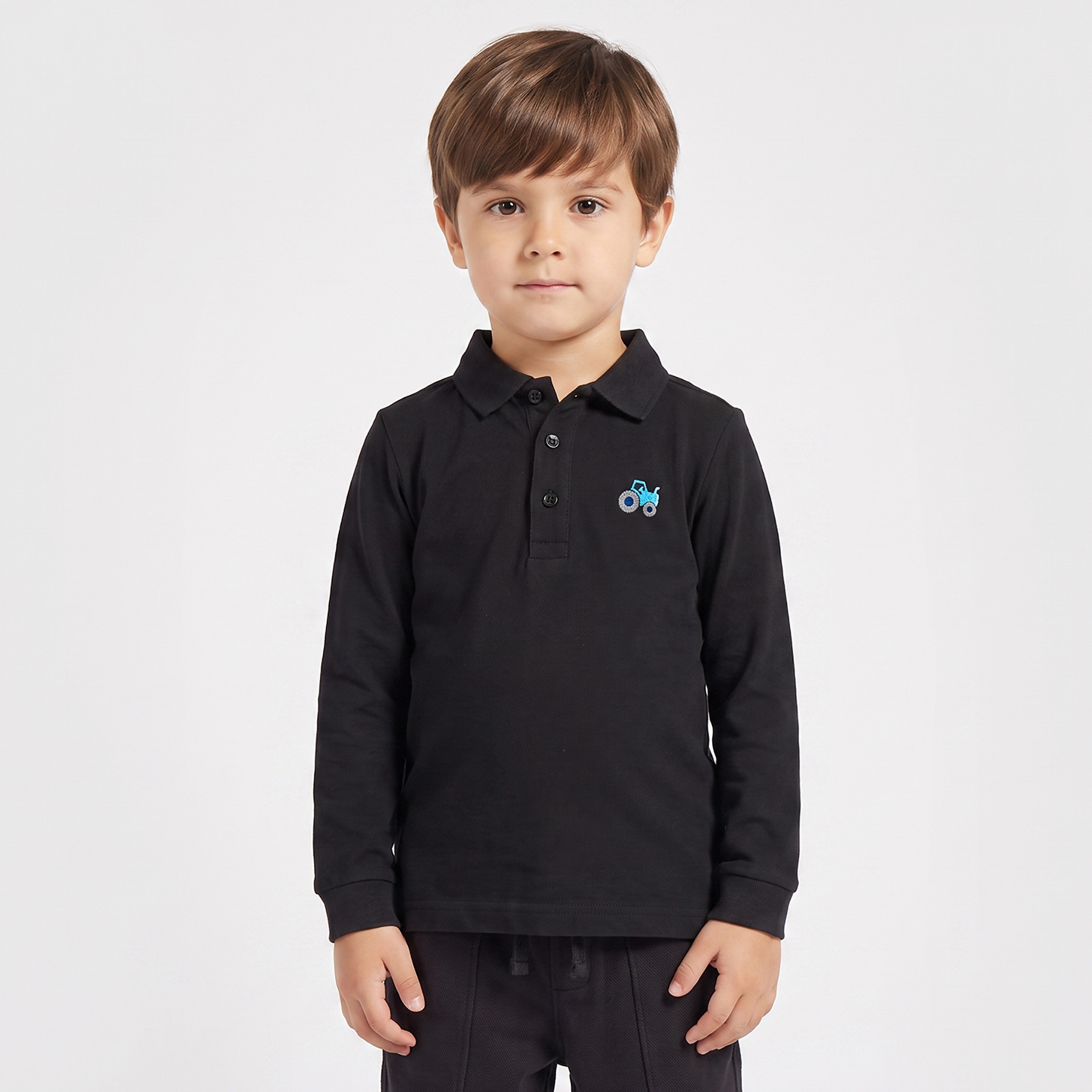Juniors Collared Long Sleeves Polo T-shirt with Tractor Embroidery-boys-clothing-tshirtsandpolos-image-1