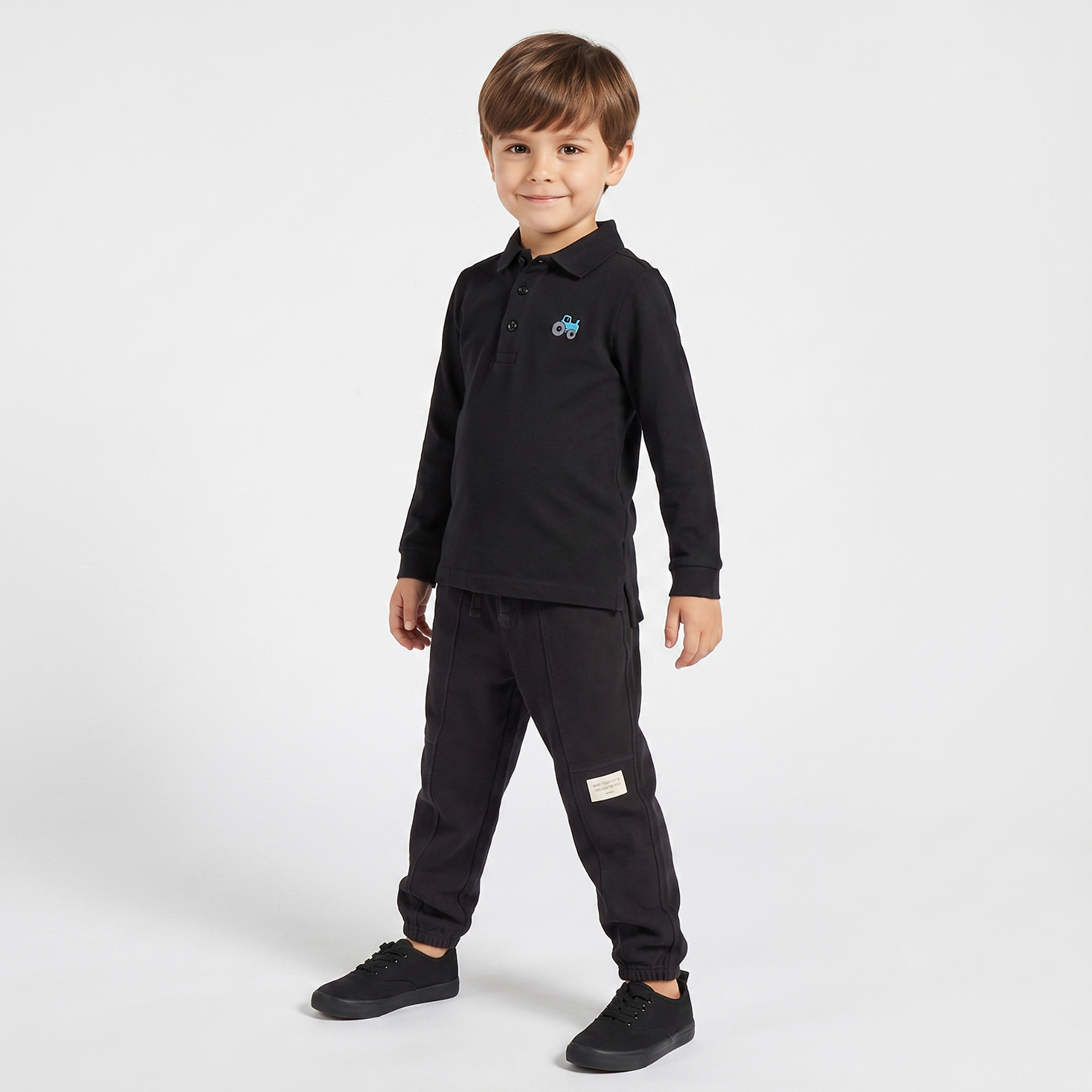 Juniors Collared Long Sleeves Polo T-shirt with Tractor Embroidery-boys-clothing-tshirtsandpolos-image-2