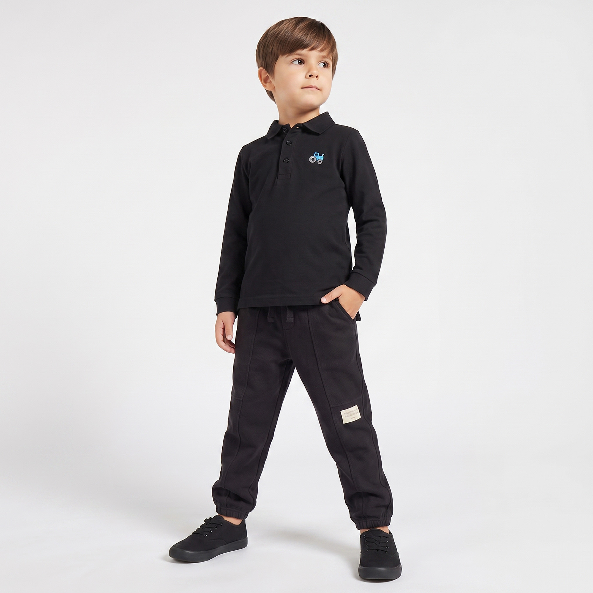 Juniors Collared Long Sleeves Polo T-shirt with Tractor Embroidery-boys-clothing-tshirtsandpolos-image-5