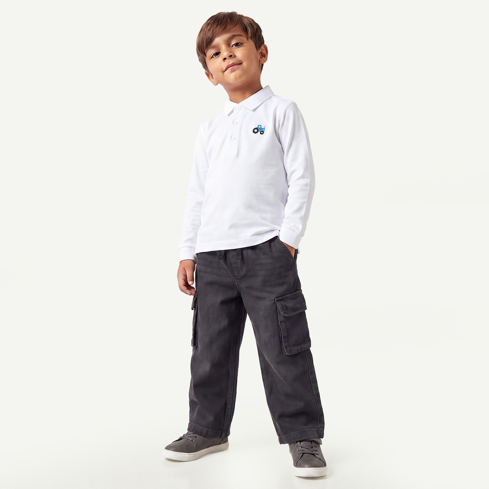 Juniors Collared Long Sleeves Polo T-shirt with Tractor Embroidery-boys-clothing-tshirtsandpolos-image-2