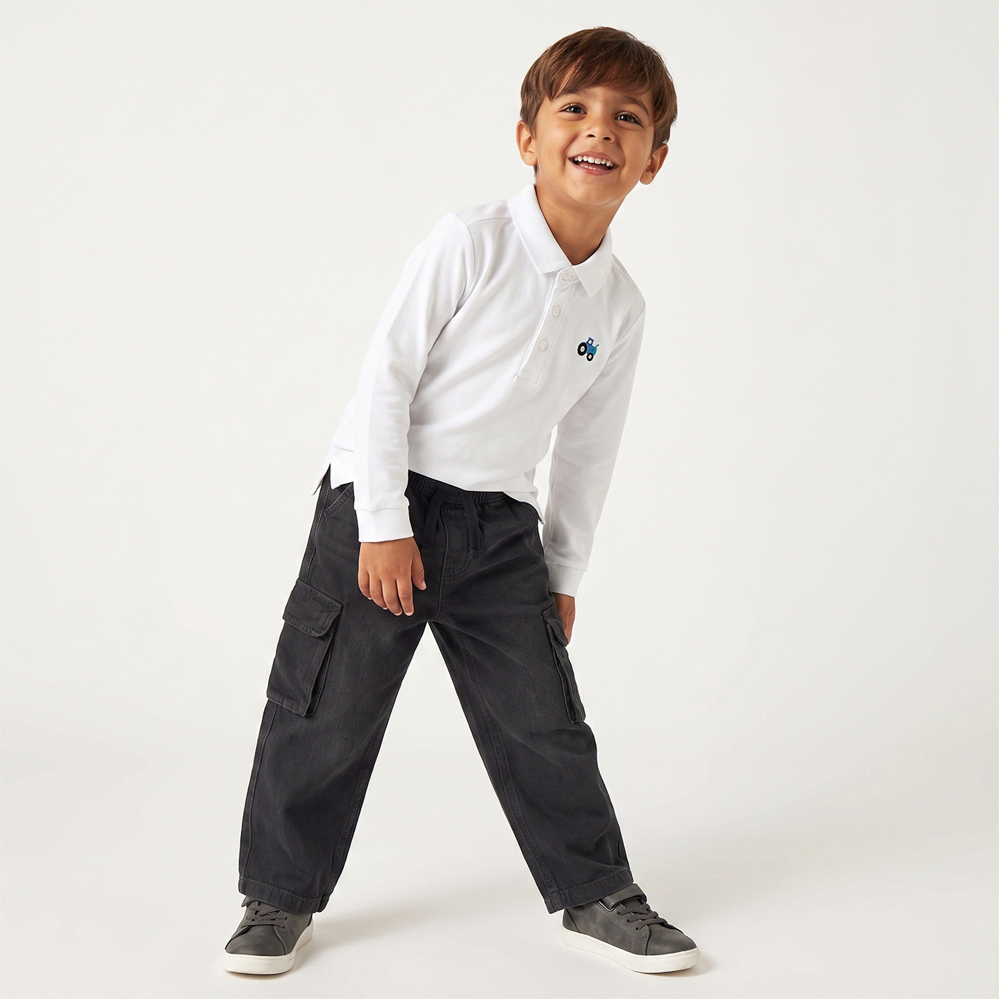 Juniors Collared Long Sleeves Polo T-shirt with Tractor Embroidery-boys-clothing-tshirtsandpolos-image-4