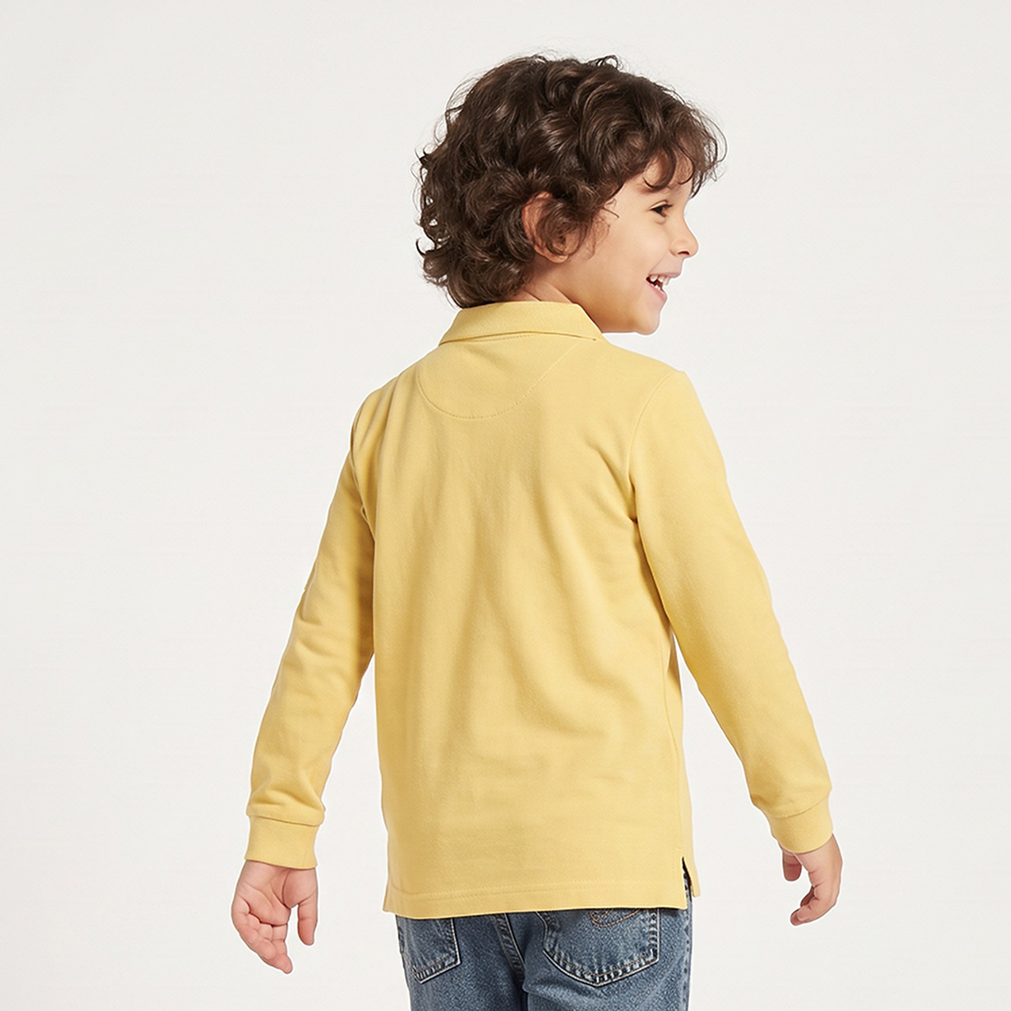تيشيرت بولو بارز الملمس بأكمام طويلة وياقة عادية من جونيورز-boys-clothing-tshirtsandpolos-image-3