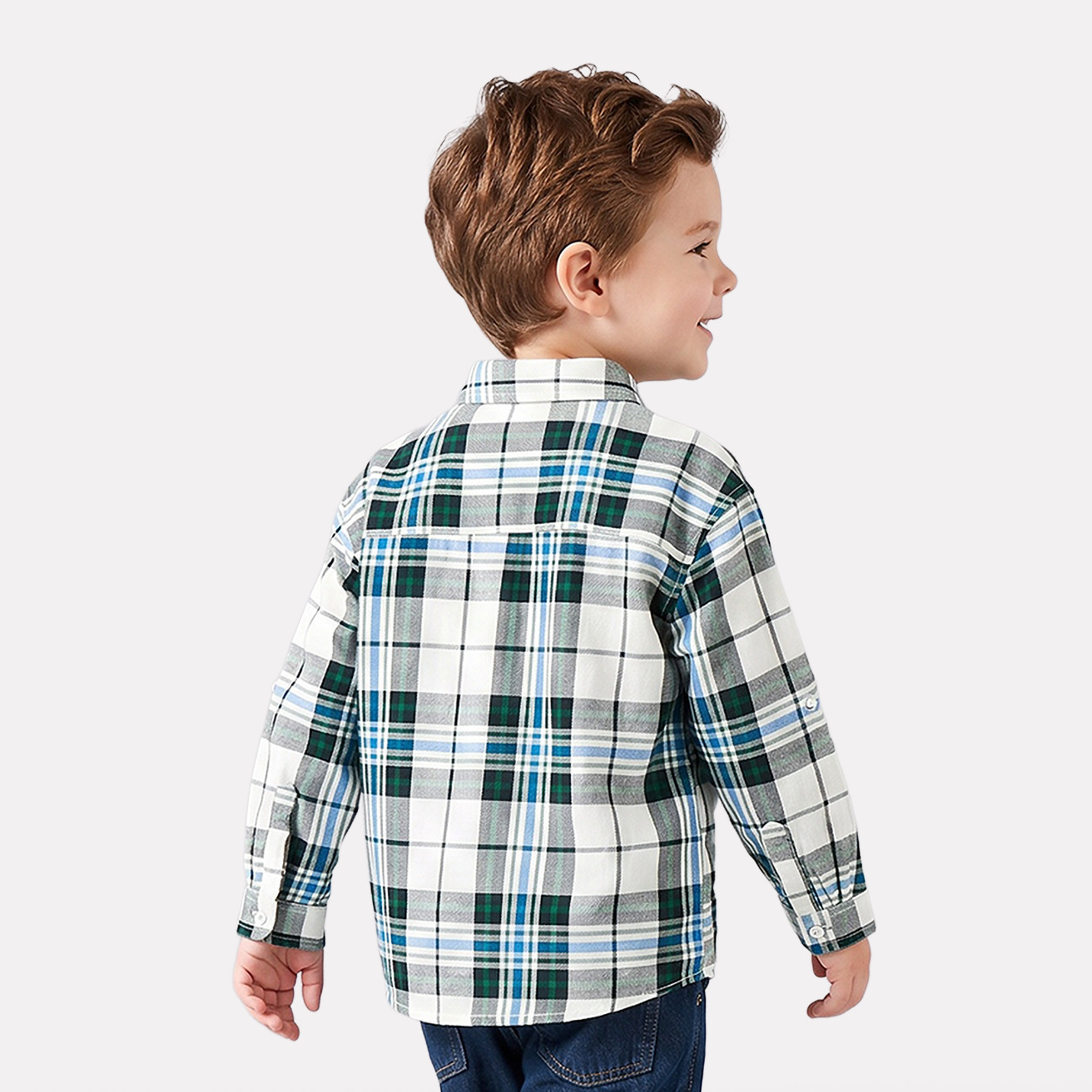 Juniors Long Sleeves Shirt with Checked Design-boys-clothing-shirts-image-3