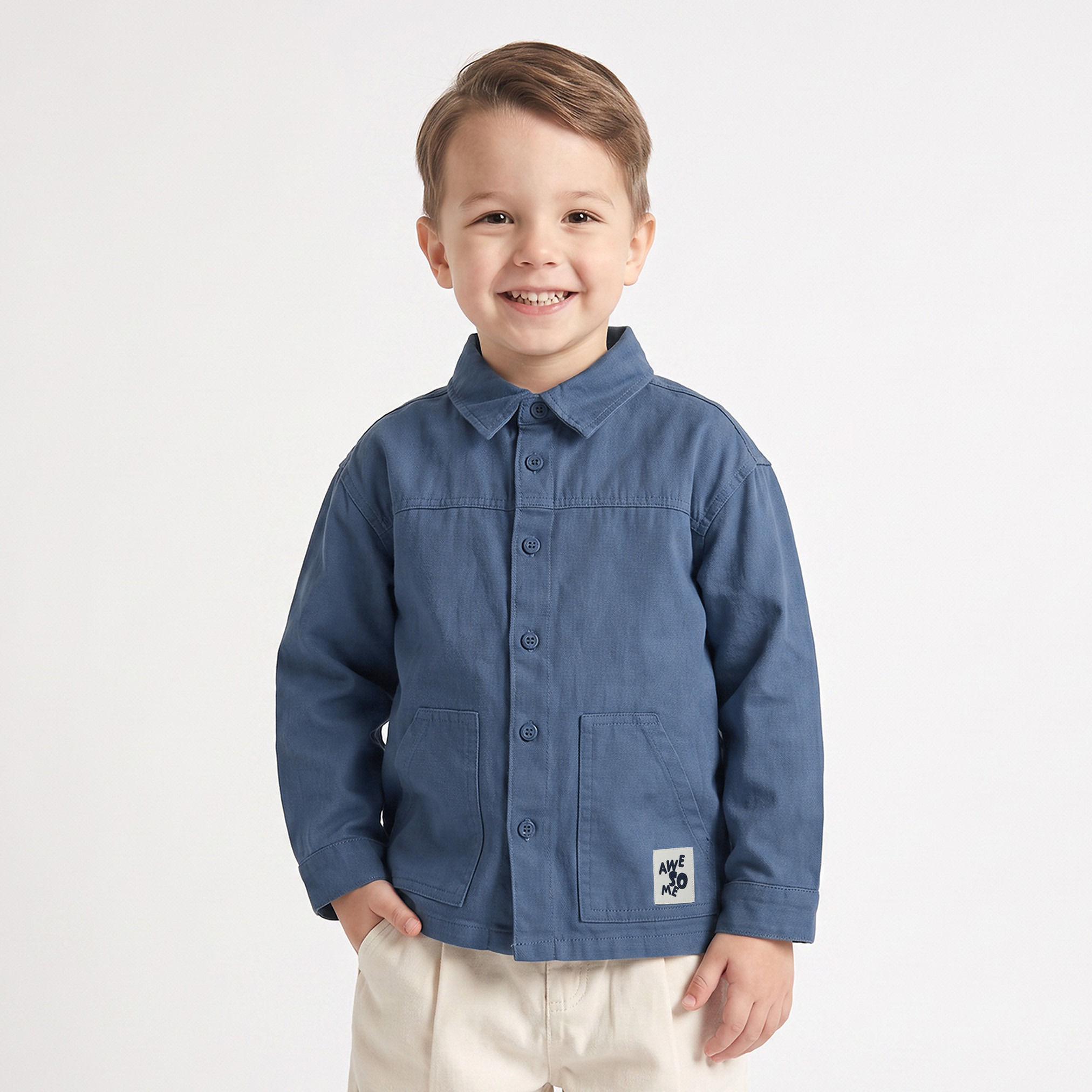 قميص بأكمام طويلة وتفاصيل رقعة من جونيورز-boys-clothing-shirts-image-1