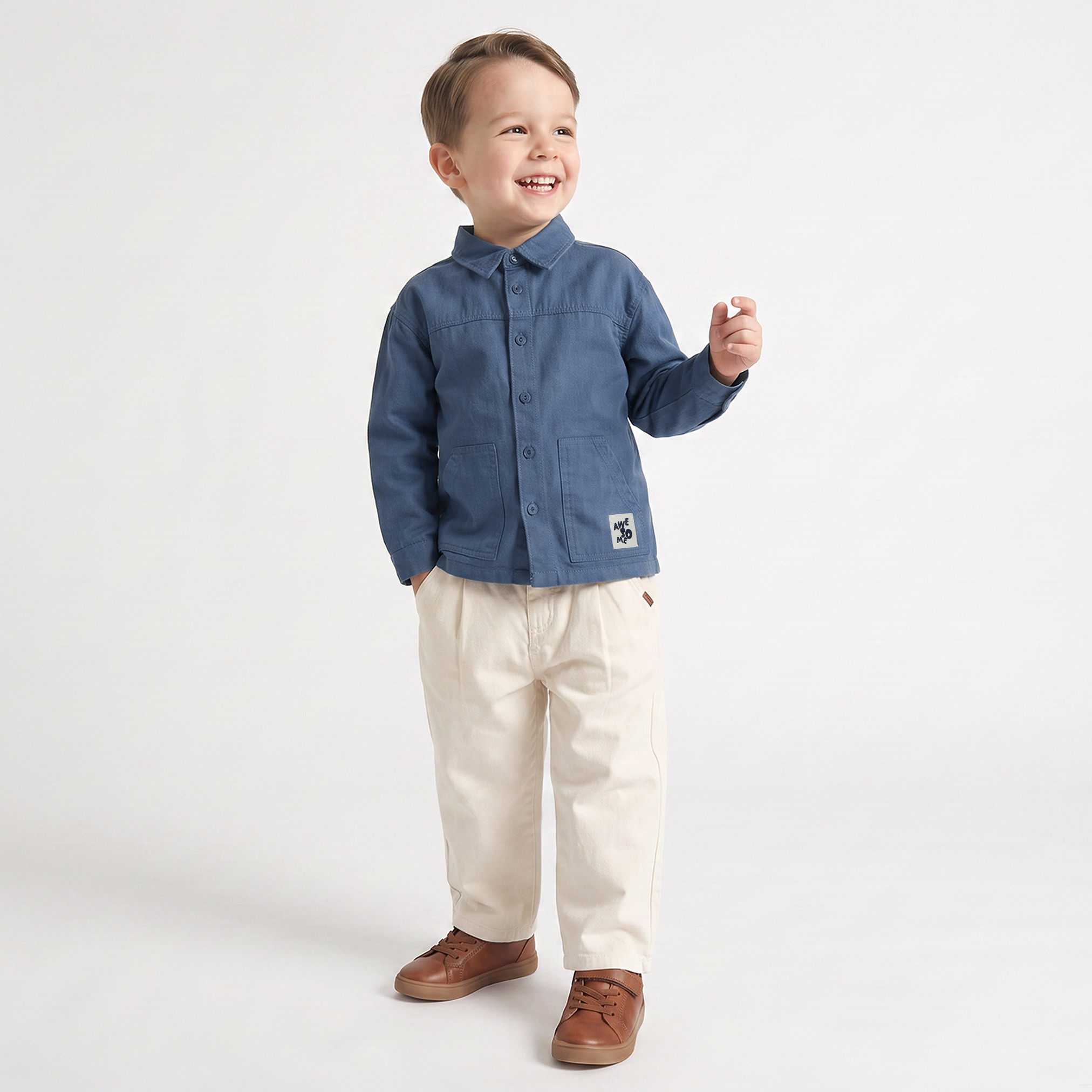 قميص بأكمام طويلة وتفاصيل رقعة من جونيورز-boys-clothing-shirts-image-2