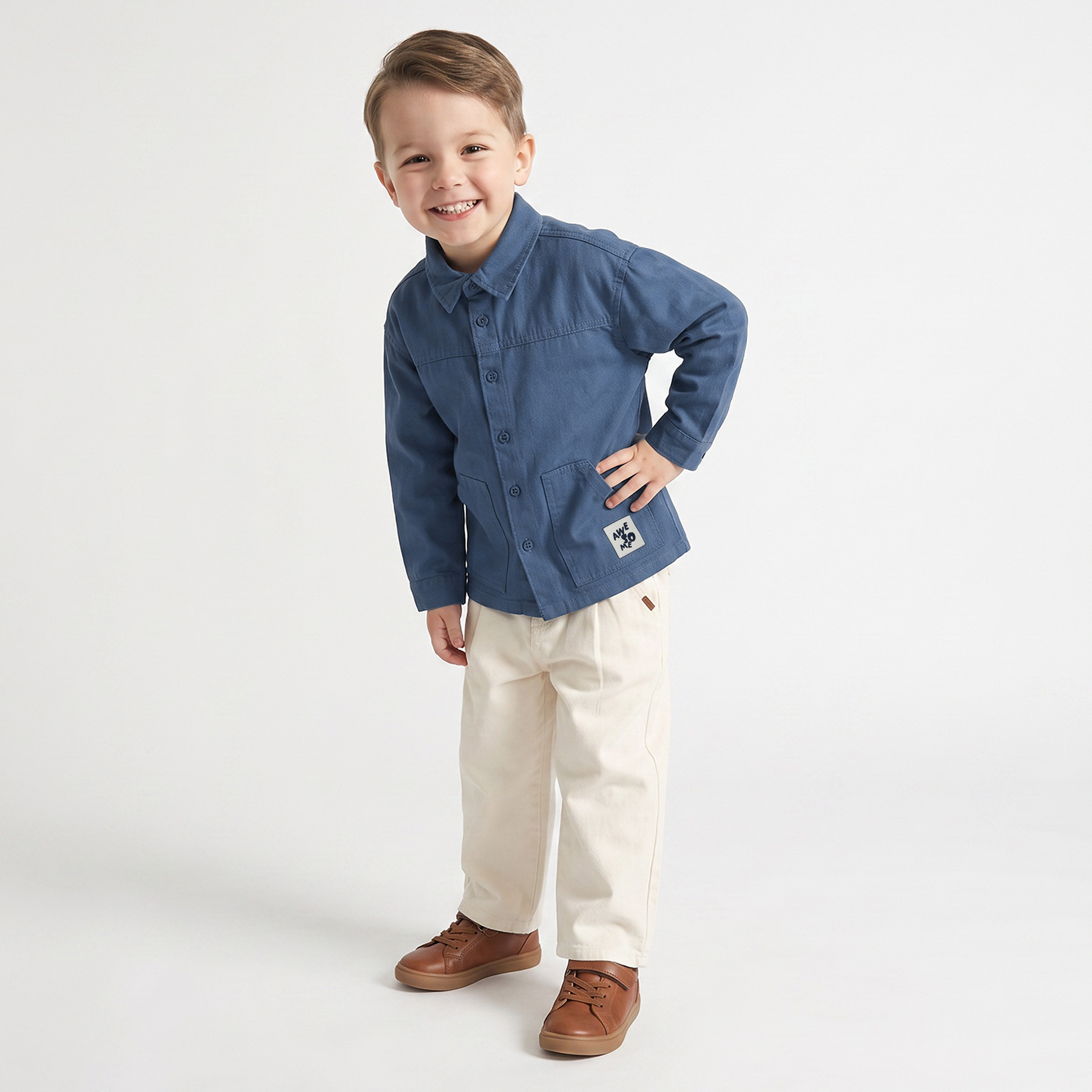 قميص بأكمام طويلة وتفاصيل رقعة من جونيورز-boys-clothing-shirts-image-5