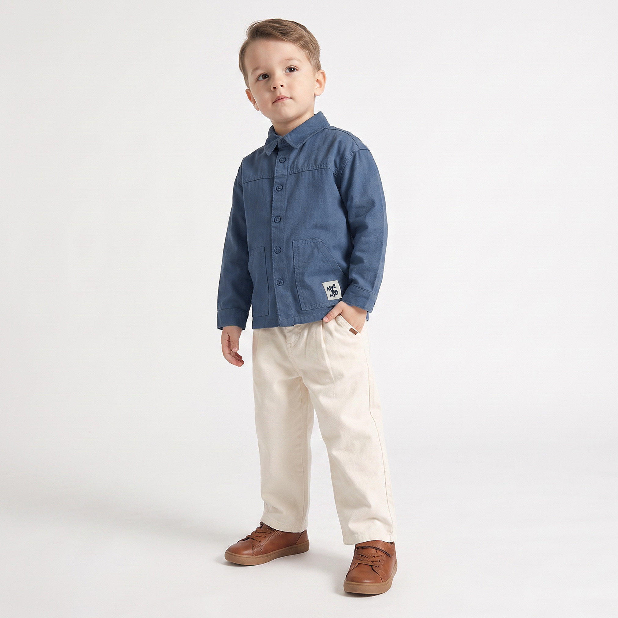قميص بأكمام طويلة وتفاصيل رقعة من جونيورز-boys-clothing-shirts-image-6