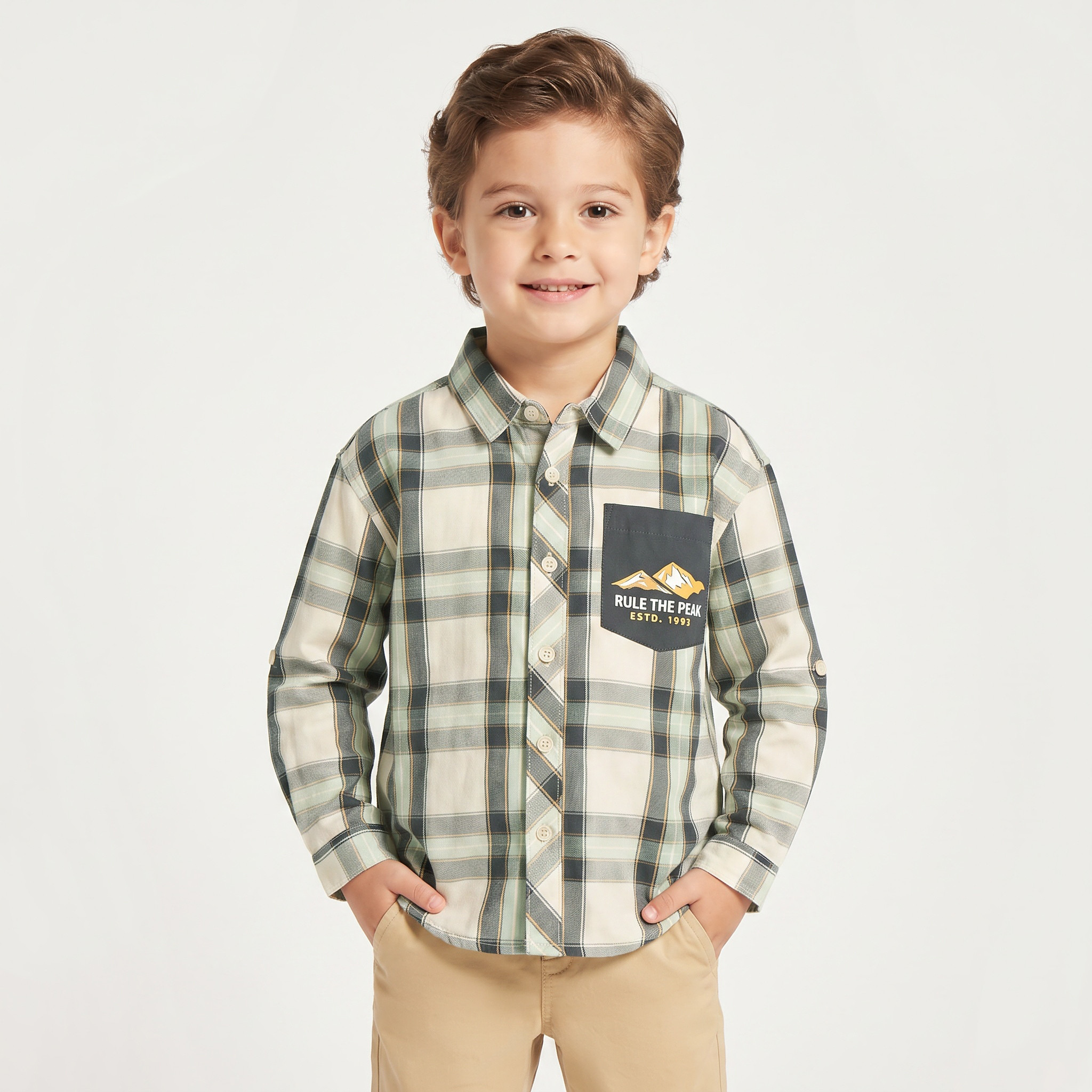 Juniors Long Sleeves Shirt with Checks-boys-clothing-shirts-image-1