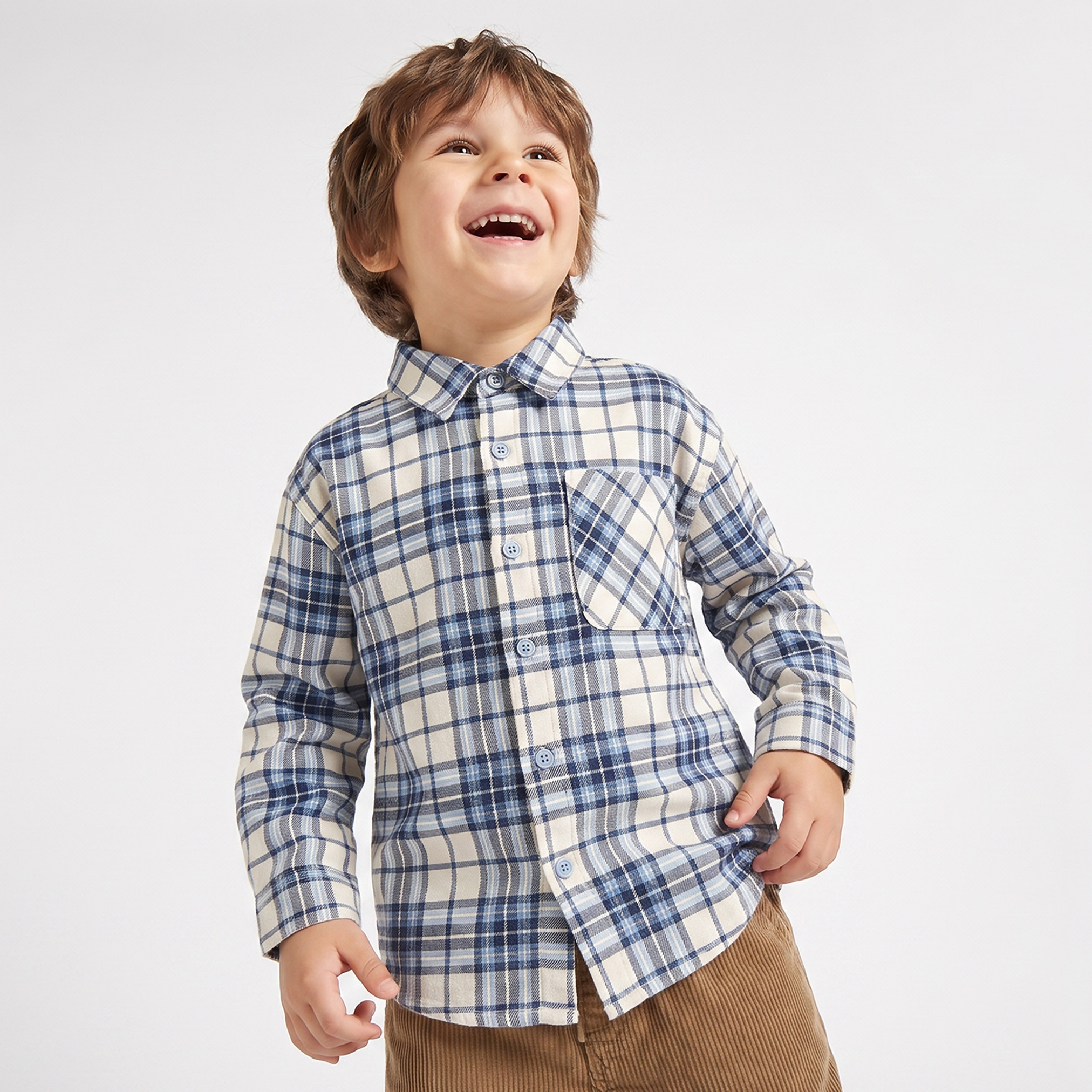 Juniors Long Sleeves Shirt with Checks-boys-clothing-shirts-image-1