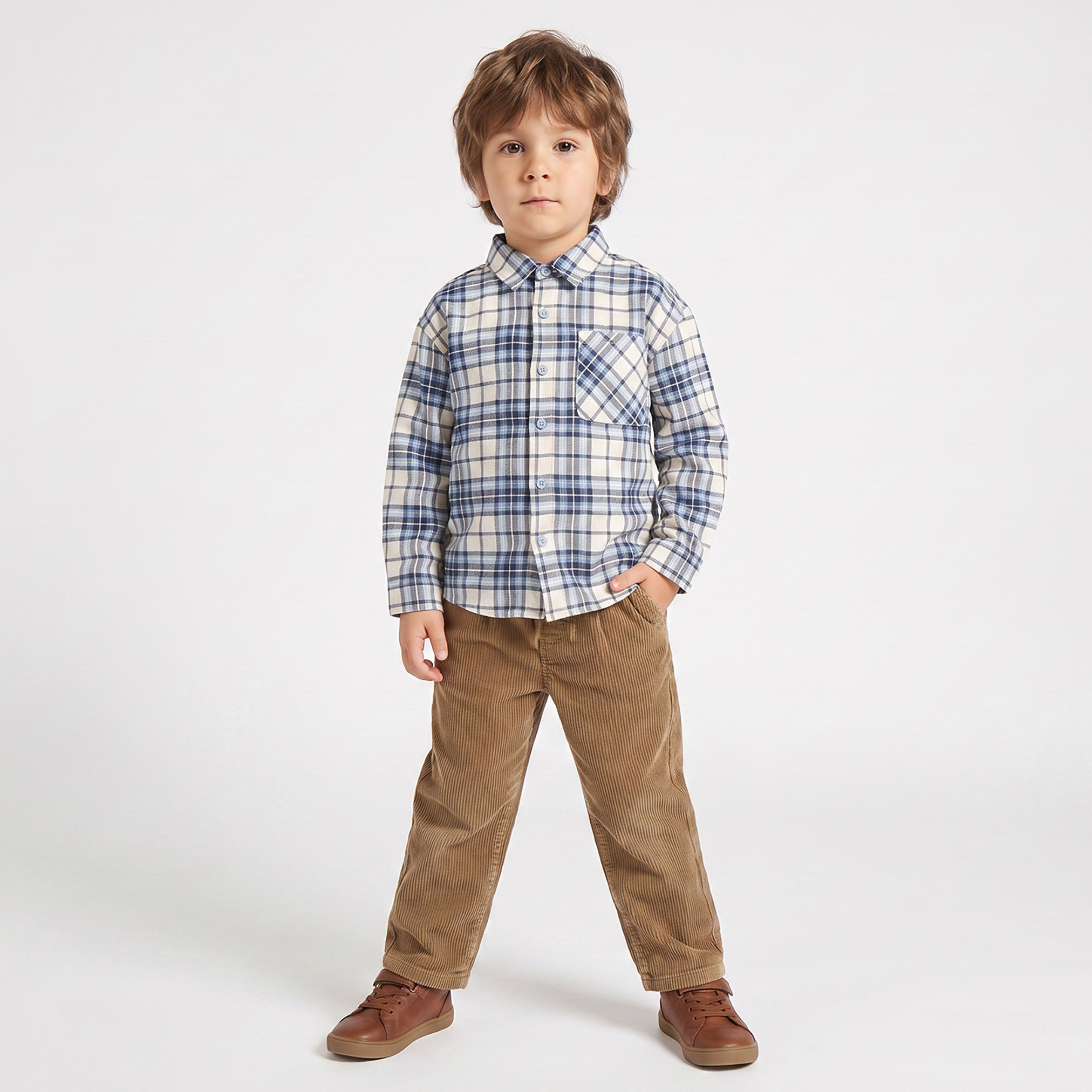 Juniors Long Sleeves Shirt with Checks-boys-clothing-shirts-image-2