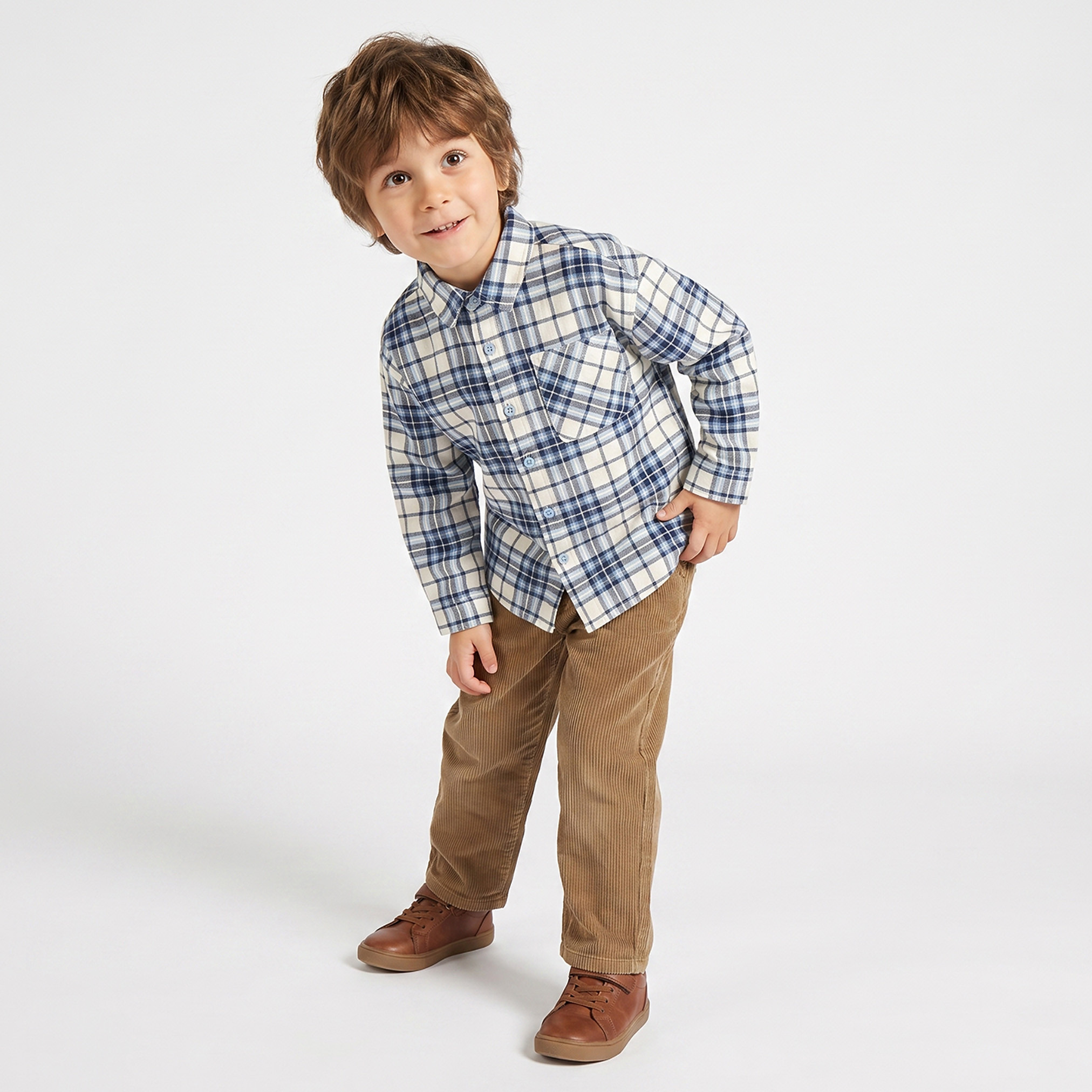 Juniors Long Sleeves Shirt with Checks-boys-clothing-shirts-image-4