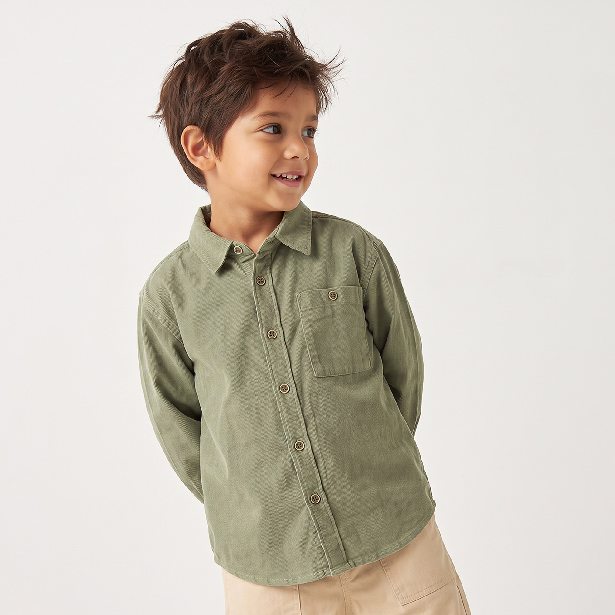 Juniors Long Sleeves Corduroy Shirt with Patch Pocket-boys-clothing-shirts-image-1