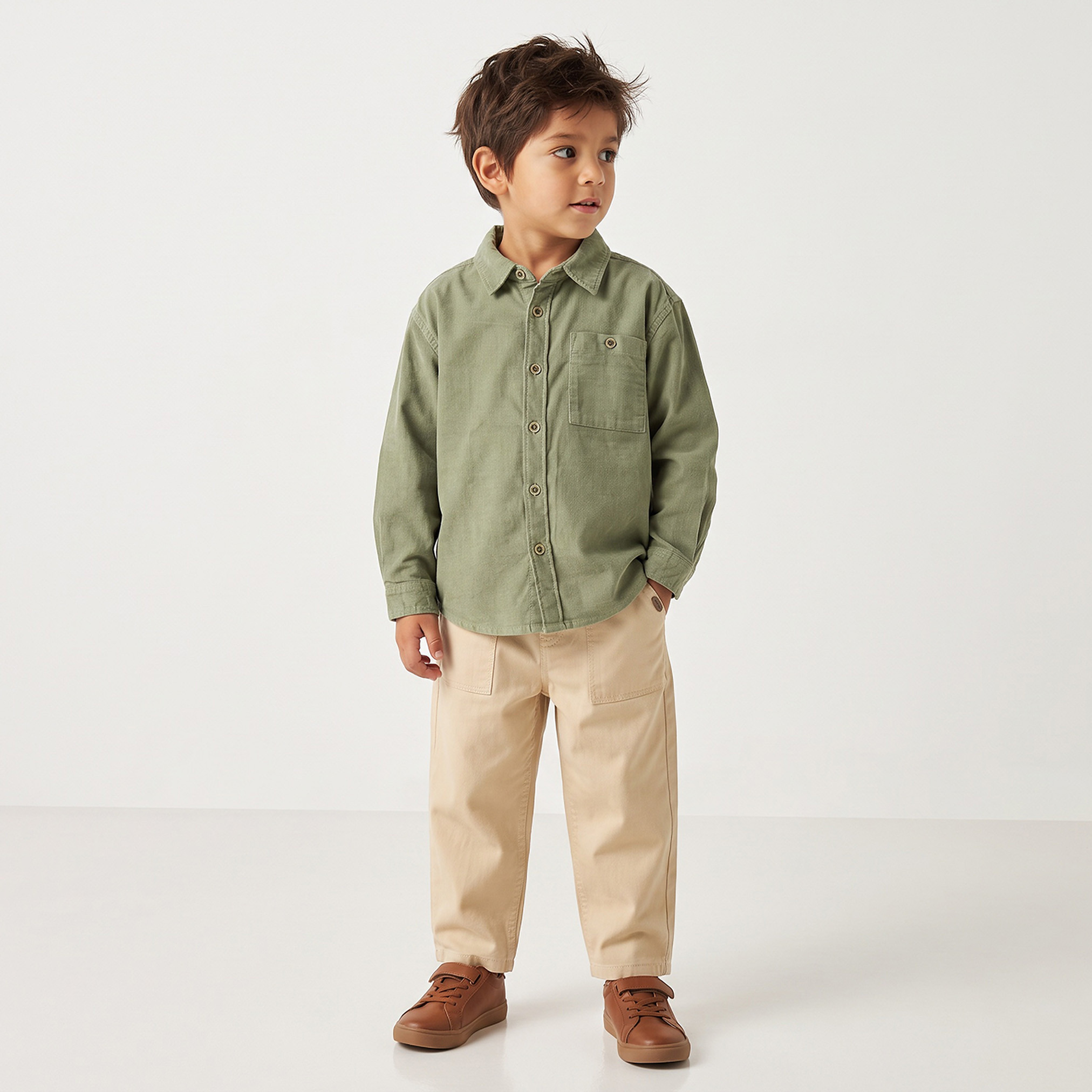 Juniors Long Sleeves Corduroy Shirt with Patch Pocket-boys-clothing-shirts-image-2